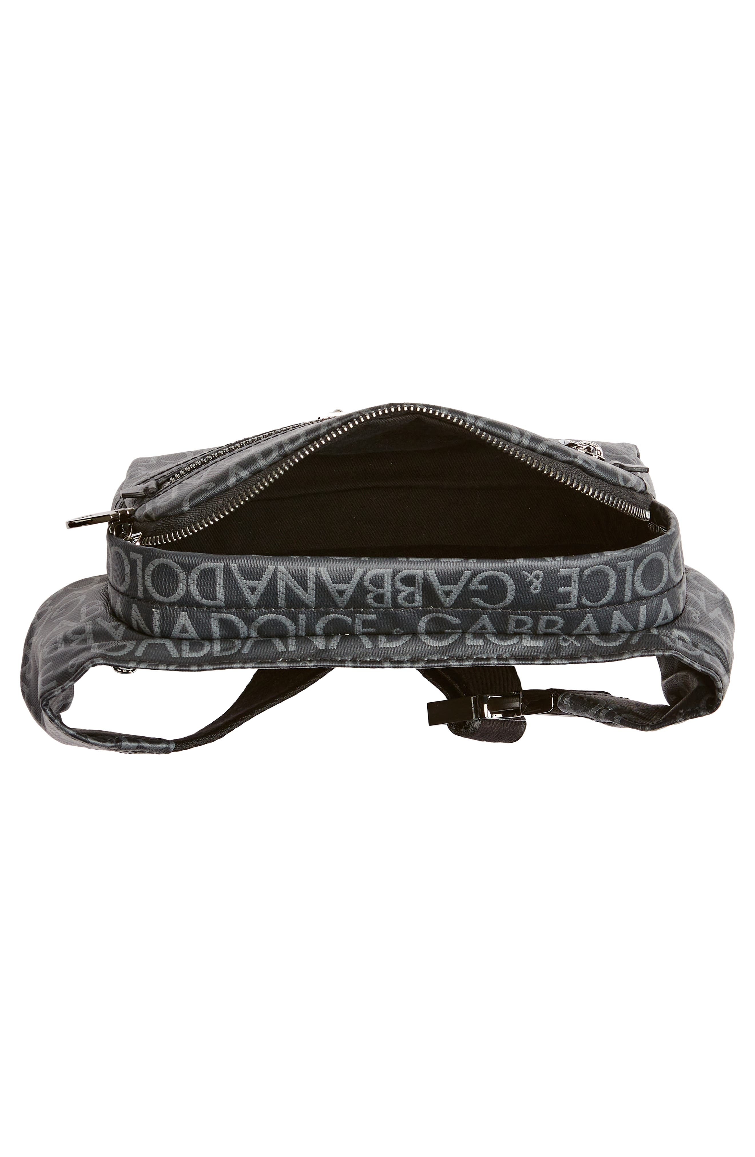 Dolce&Gabbana Logo Print Canvas Belt Bag in Black/Grey at Nordstrom - 4