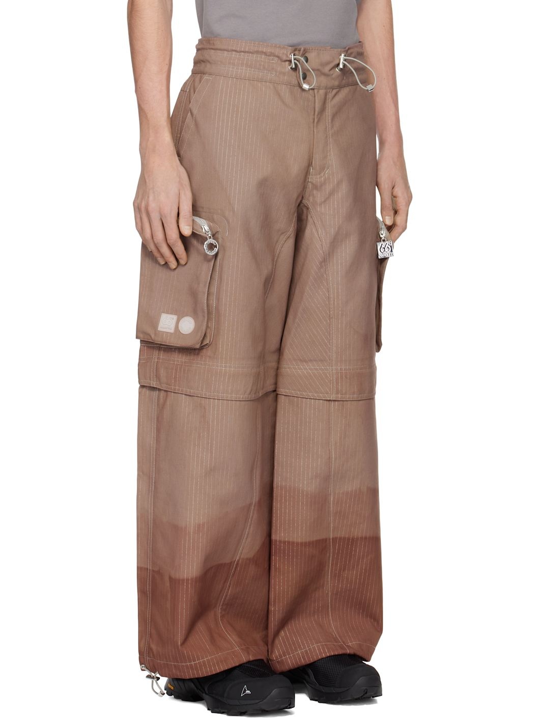 SSENSE Exclusive Brown 66°North Edition Dyed Zip-Off Reflective Cargo Pants - 2