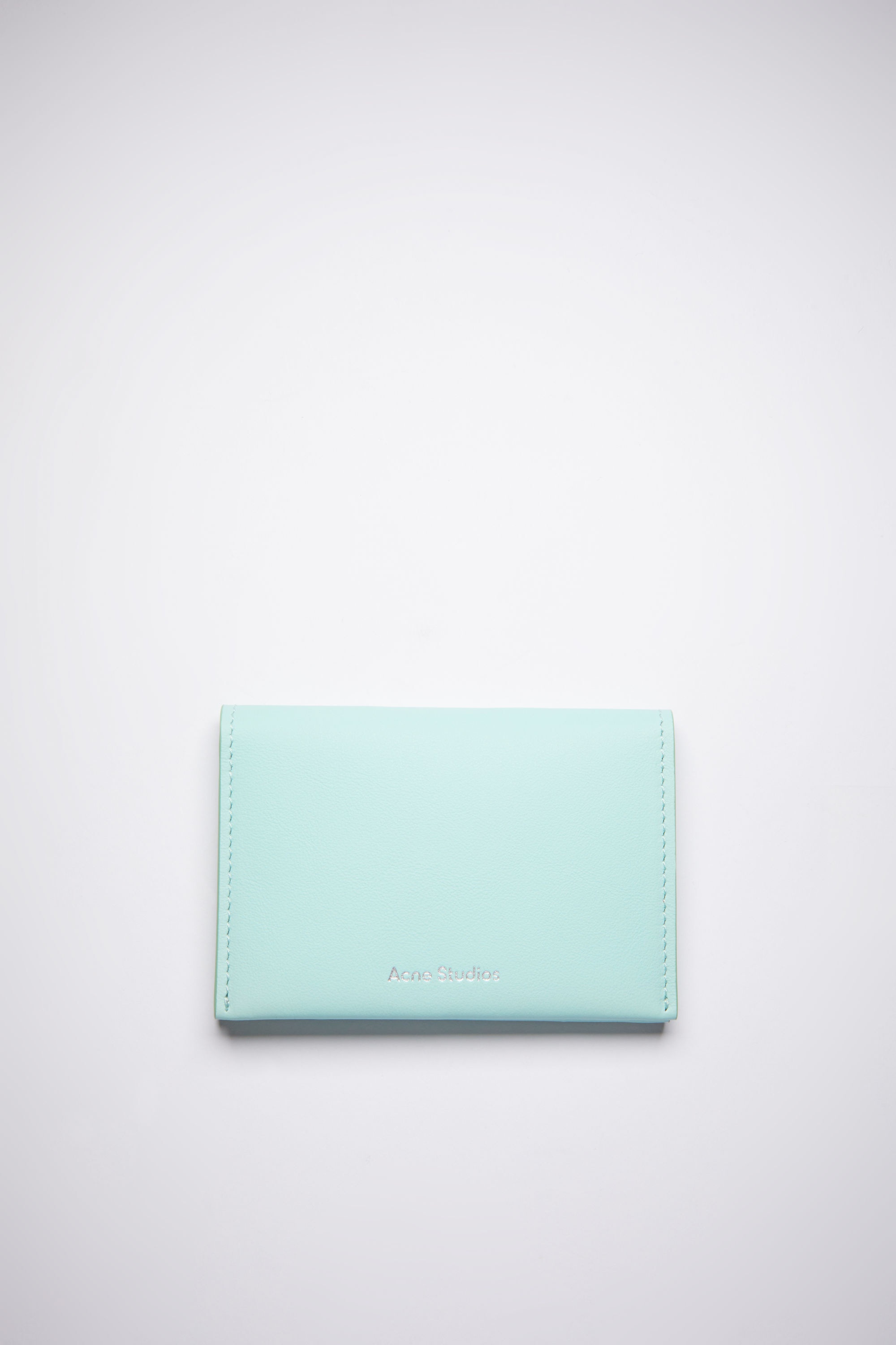 Folded leather card holder - Pastel green - 1