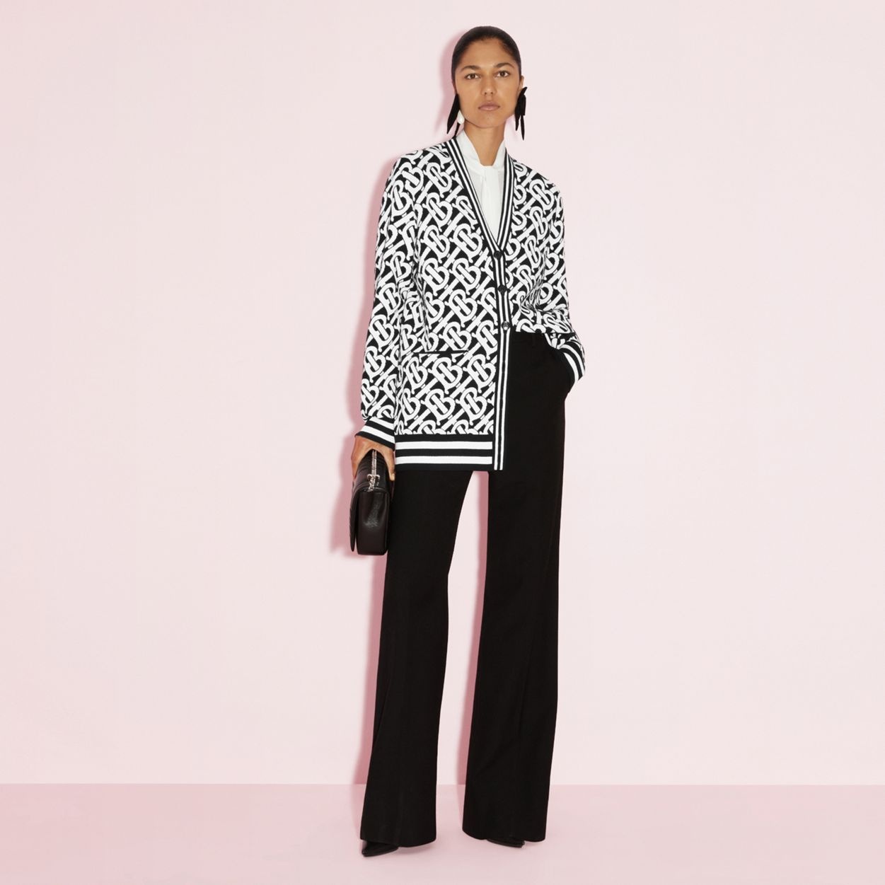 Monogram Wool Blend Jacquard Oversized Cardigan - 7