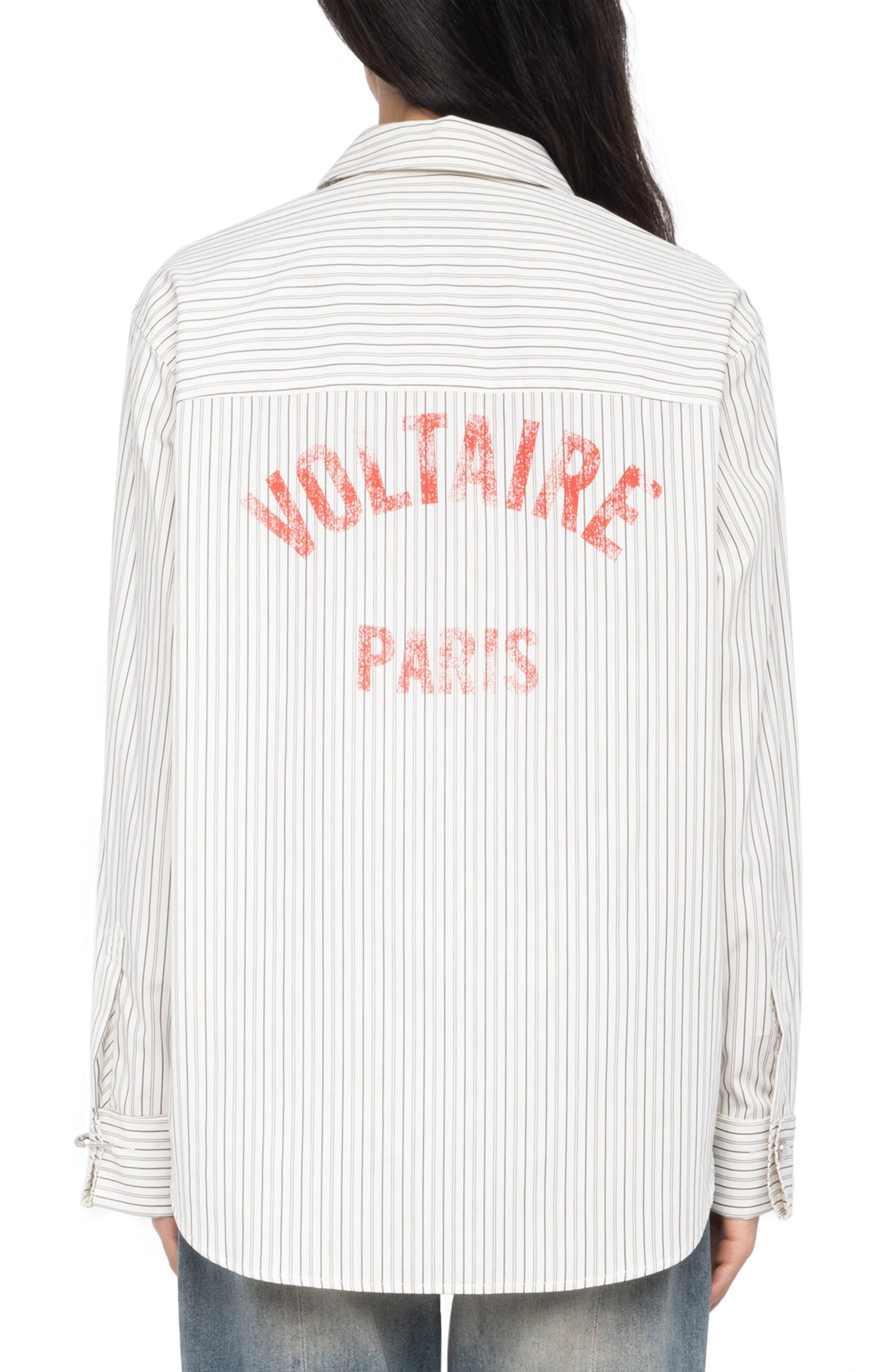 Zadig & Voltaire Morning Pop Logo Stripe Button-Up Shirt in Judo at Nordstrom - 2
