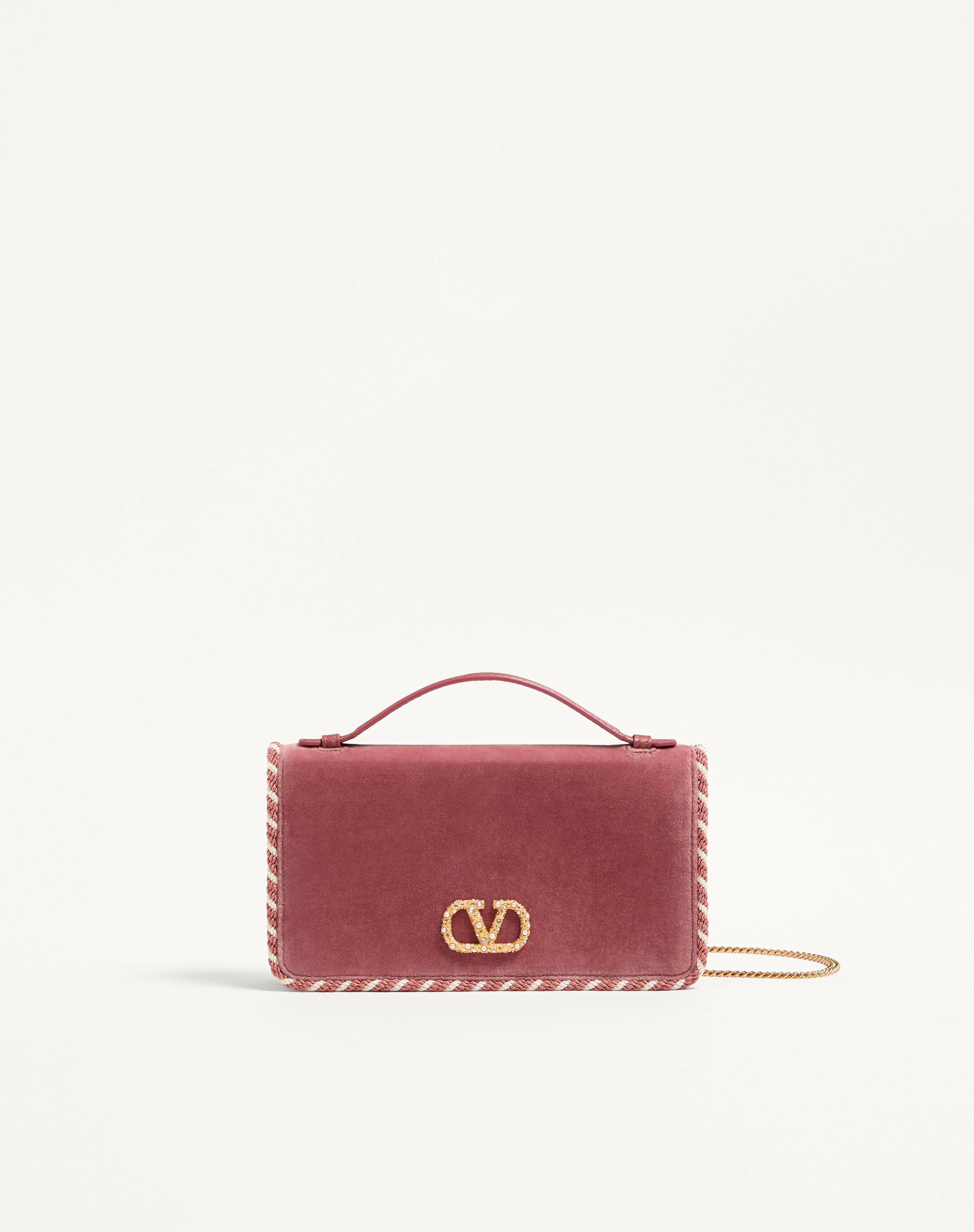 VLOGO SIGNATURE VELVET CHAIN WALLET WITH JEWEL LOGO - 1