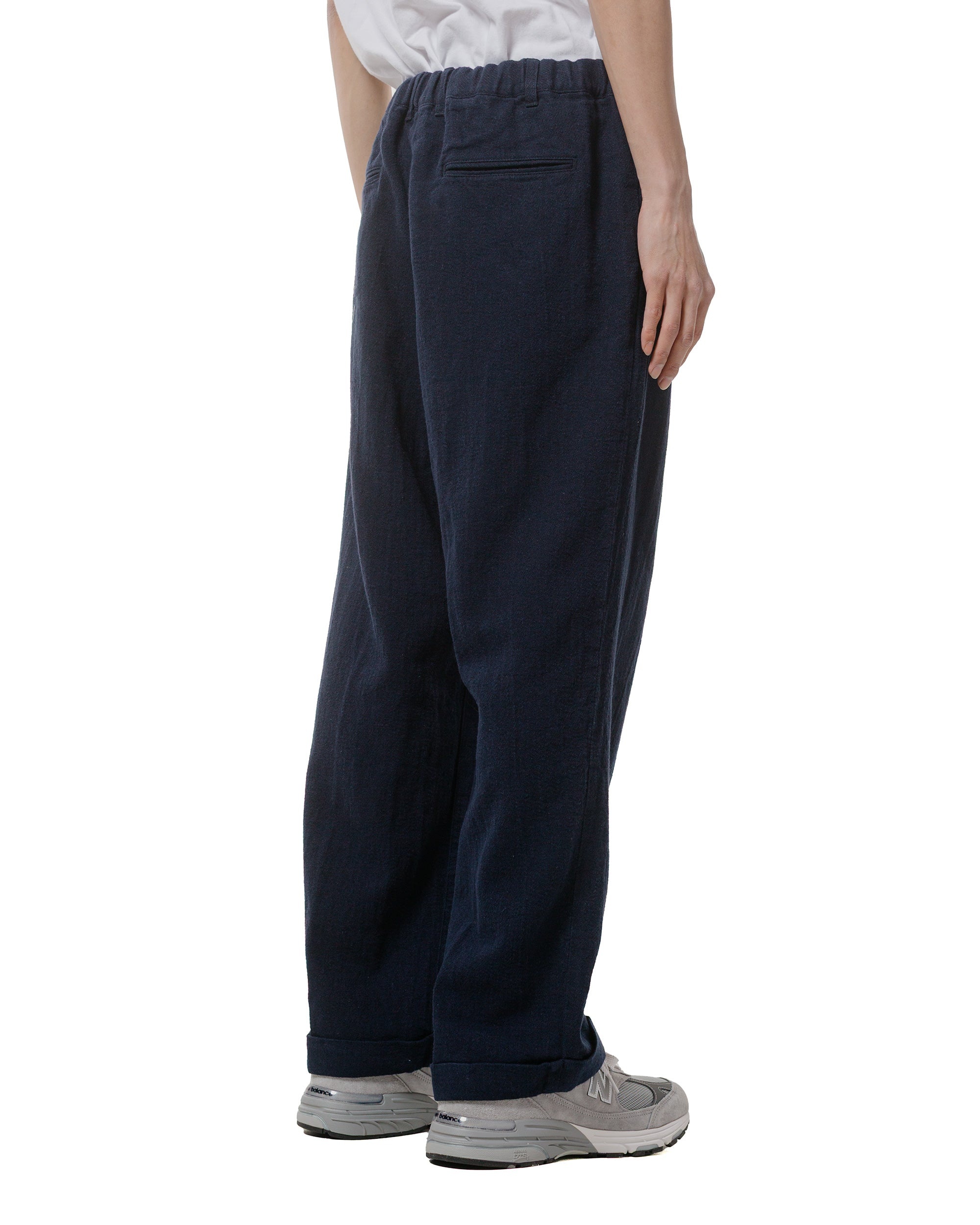 2Pleats Relax Trousers Linen Cotton Navy - 3