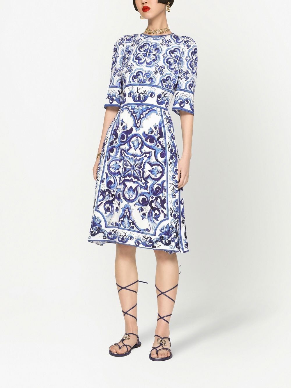 Majolica-print midi dress - 3