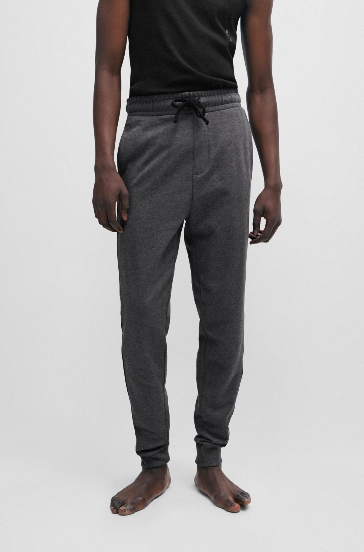 CUFFED TRACKSUIT BOTTOMS IN WITH LOGO TAPE - 2