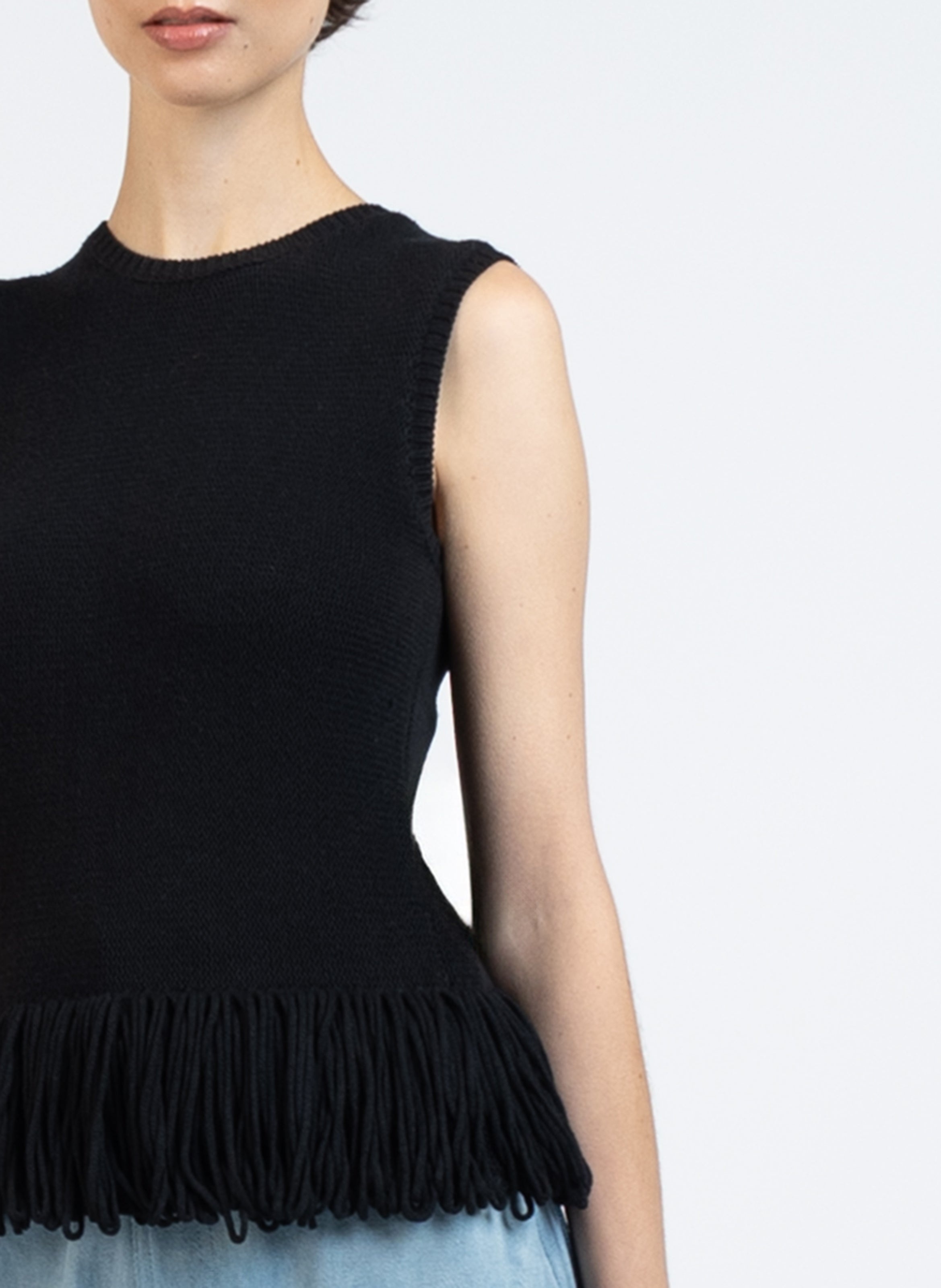 Knit top With Fringe/Black - 2