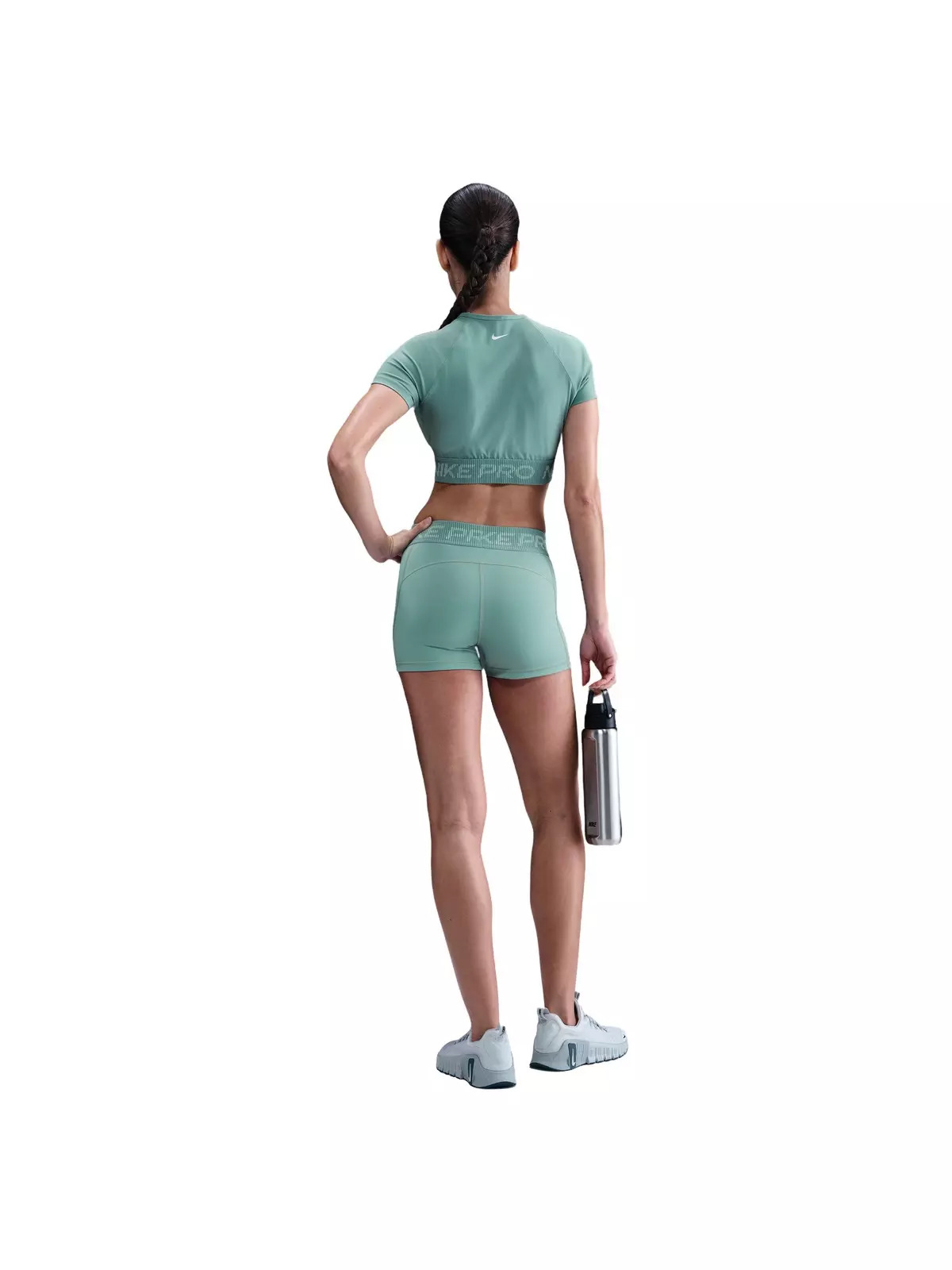 Women's Pro Dri-FIT Short-Sleeve Cropped Graphic Top -Green - 5