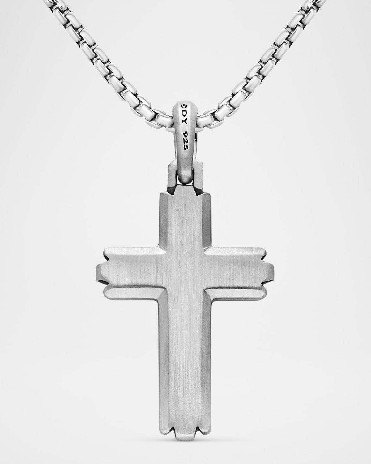 Men's Deco Cross Pendant in Silver, 34mm - 5