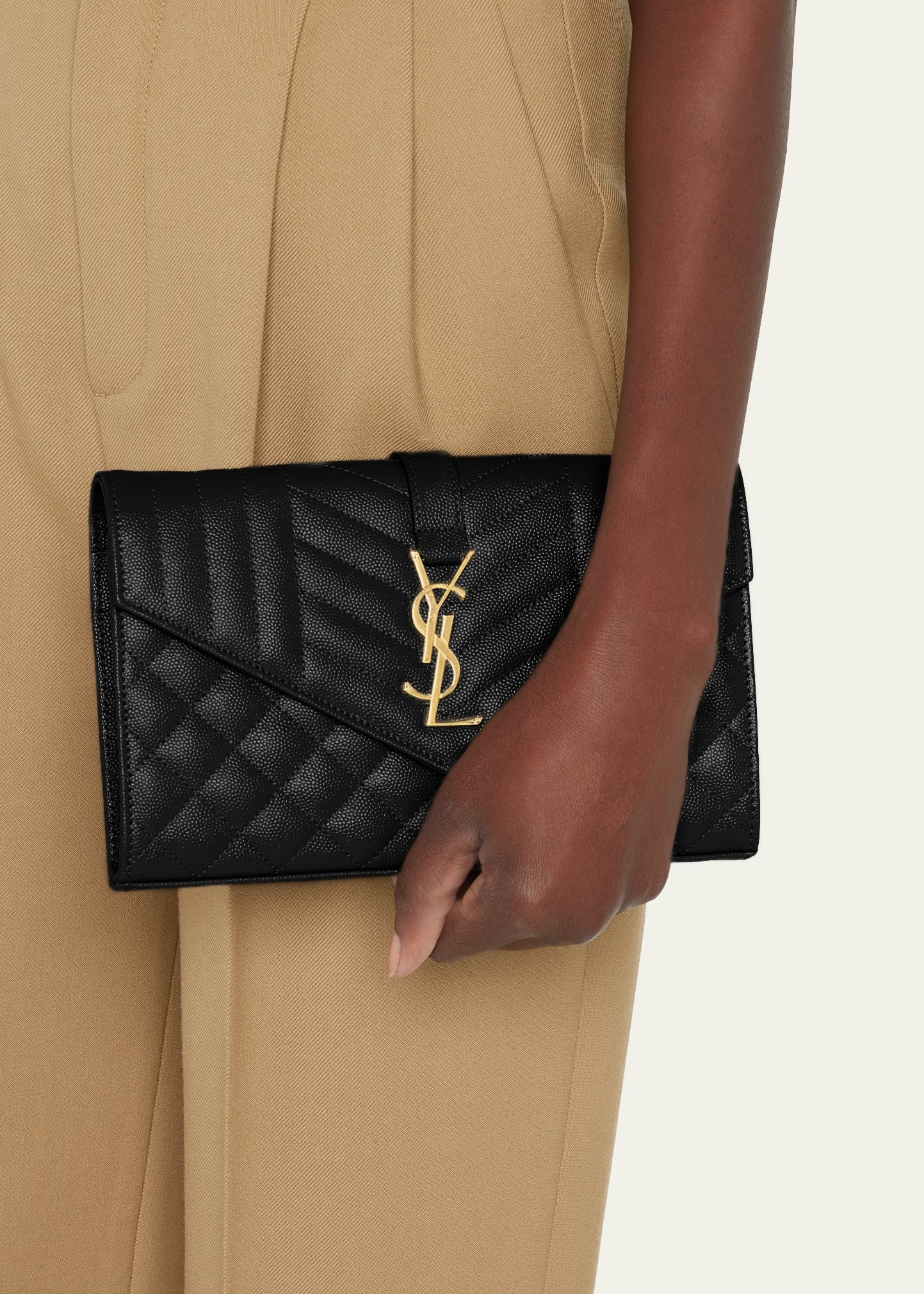 YSL Monogram Quilted Envelope Clutch Bag - 2