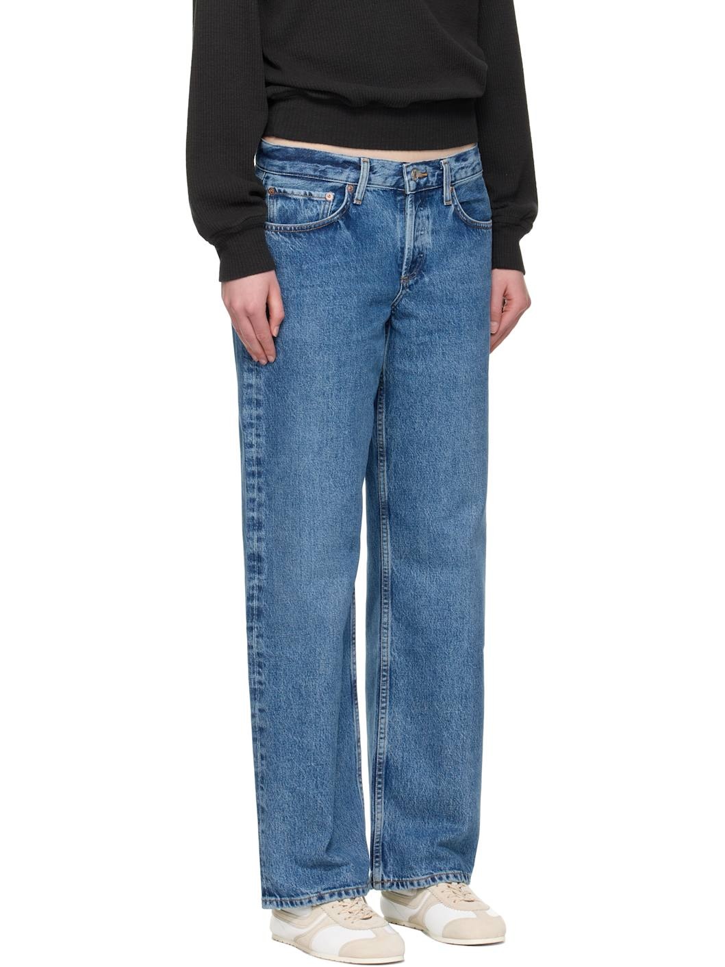 Blue Low Rise Loose Jeans - 2