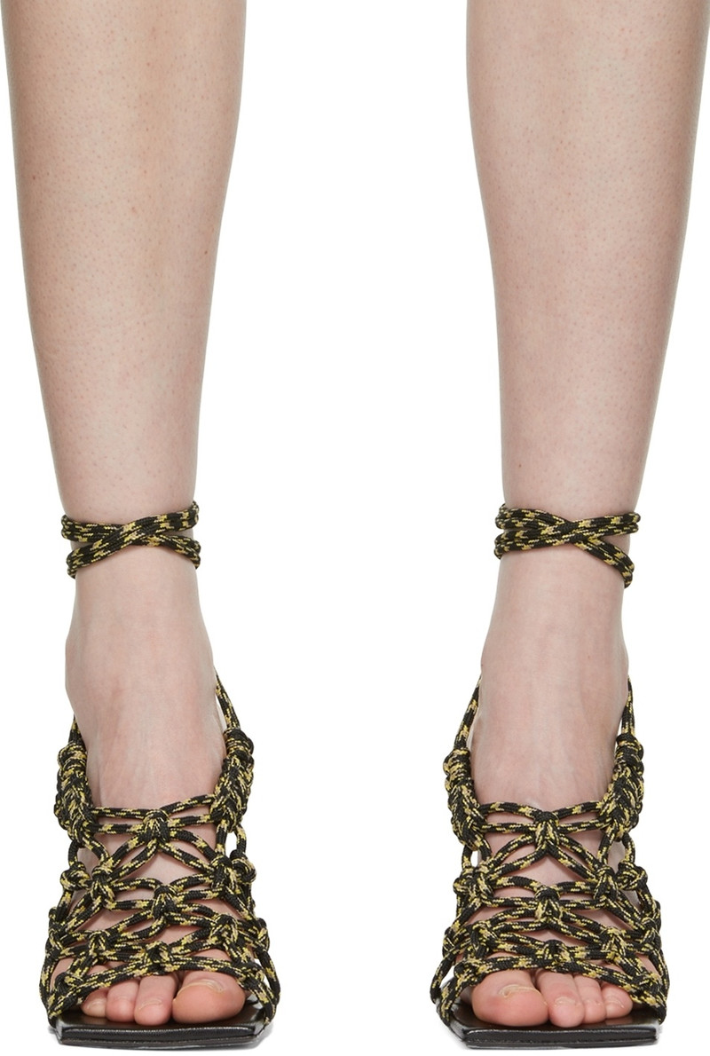 MIISTA Black & Yellow Knit Stephanie Heeled Sandals outlook