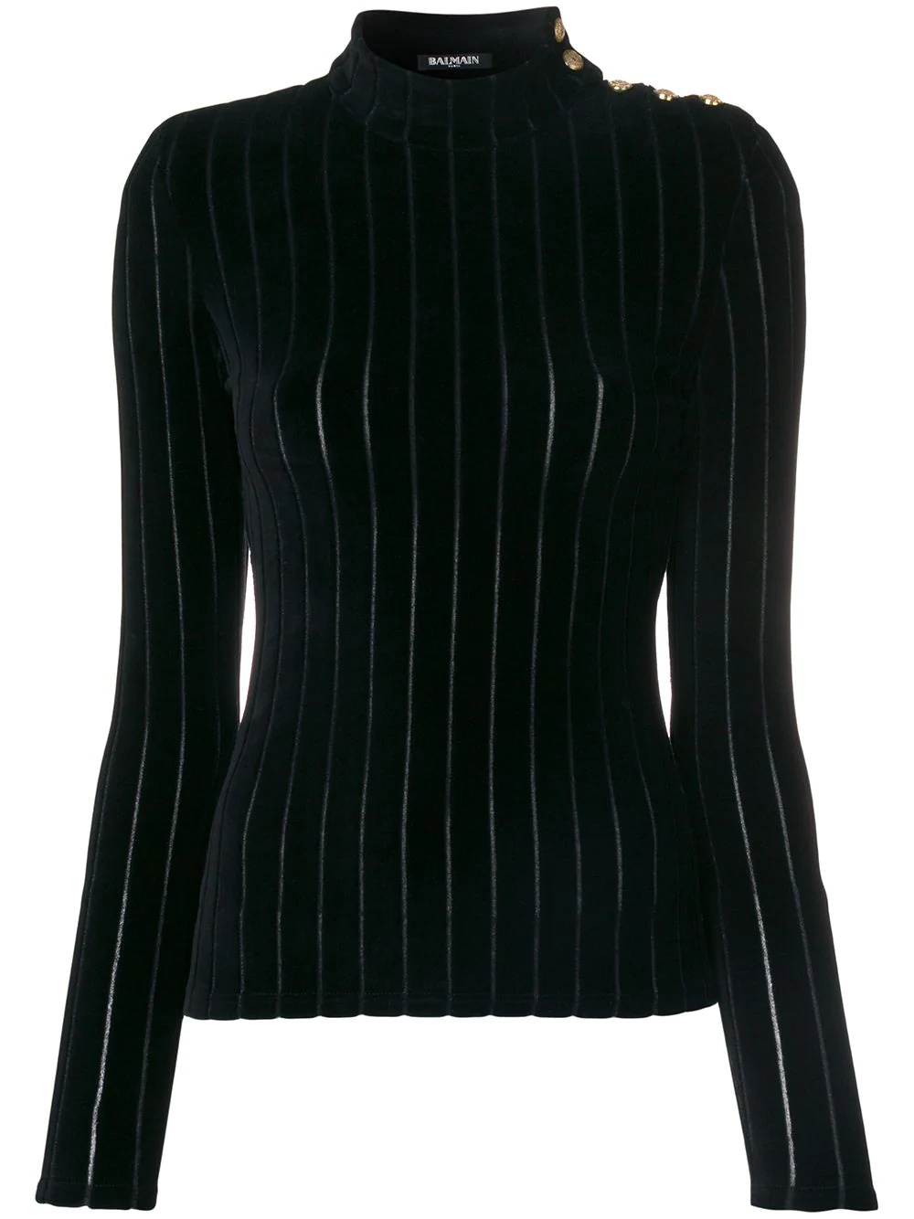 velvet striped turtleneck top - 1