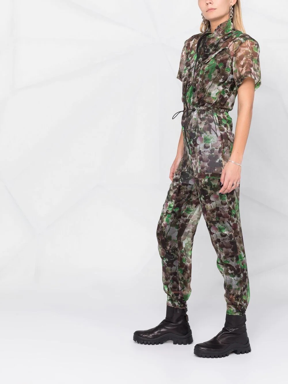 Blossom camouflage-print tapered jumpsuit - 4