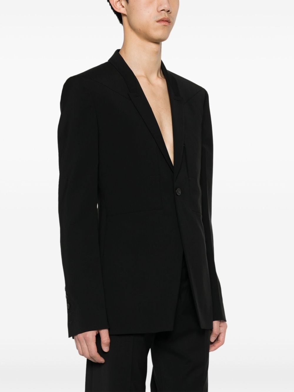 single-breasted virgin wool blazer - 3