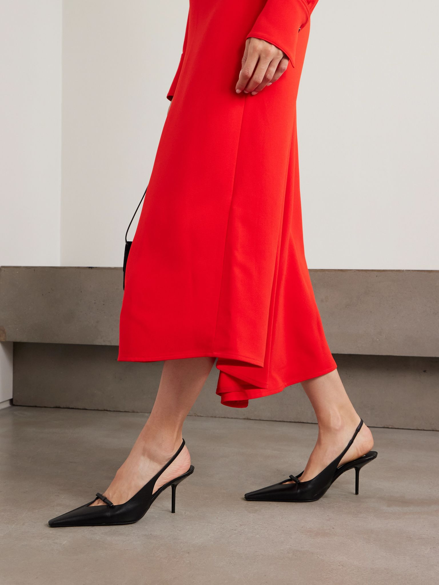 Sloan bow-embellished leather slingback pumps Black - 2