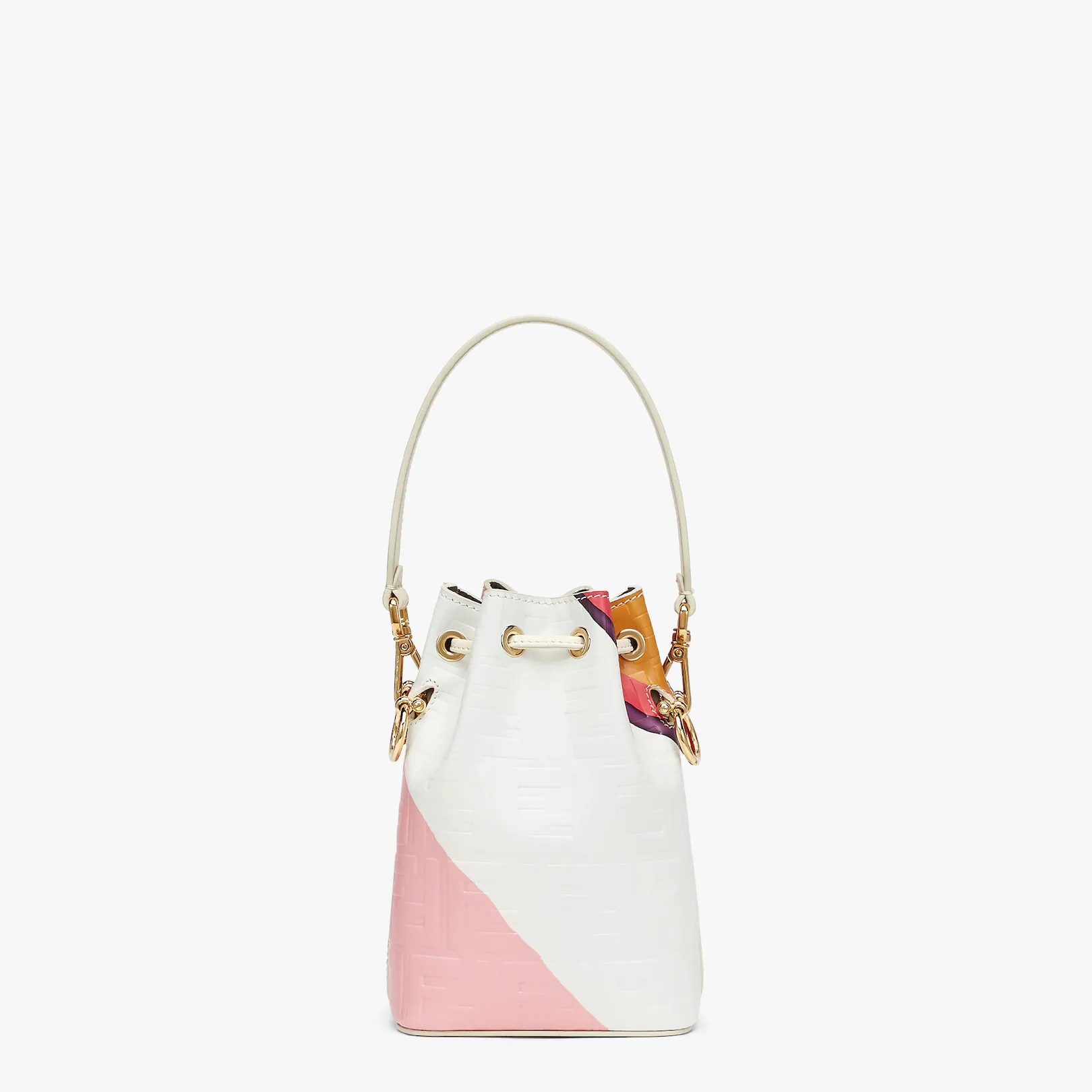 Small Mon Tresor bucket bag in soft nappa leather, with three-dimension texture FF motif and multico - 3