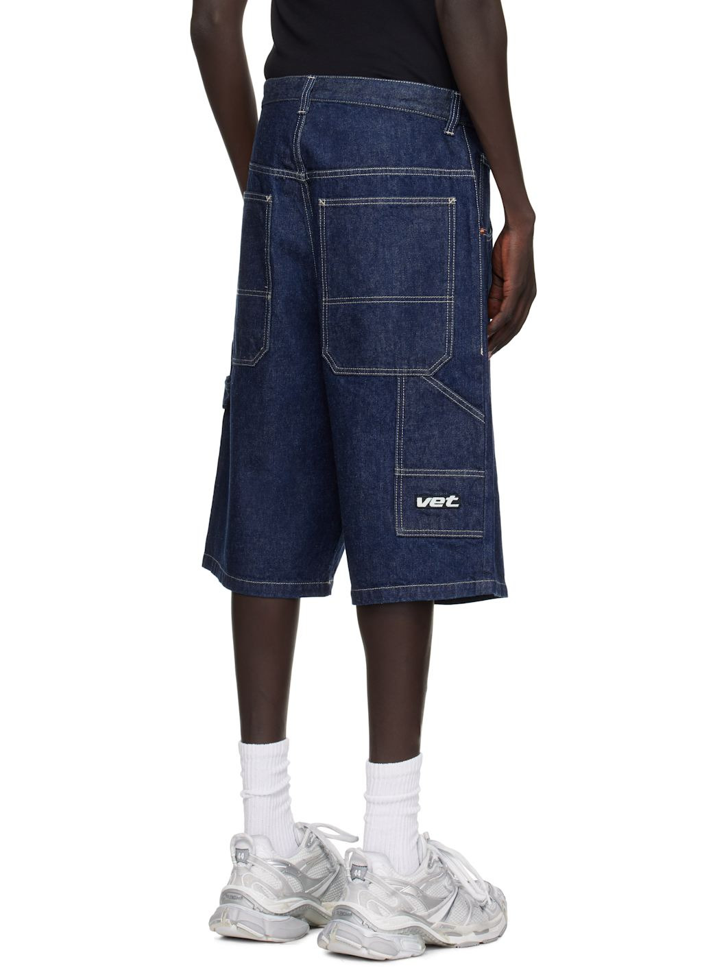 Navy Hip-Hop Denim Shorts - 3