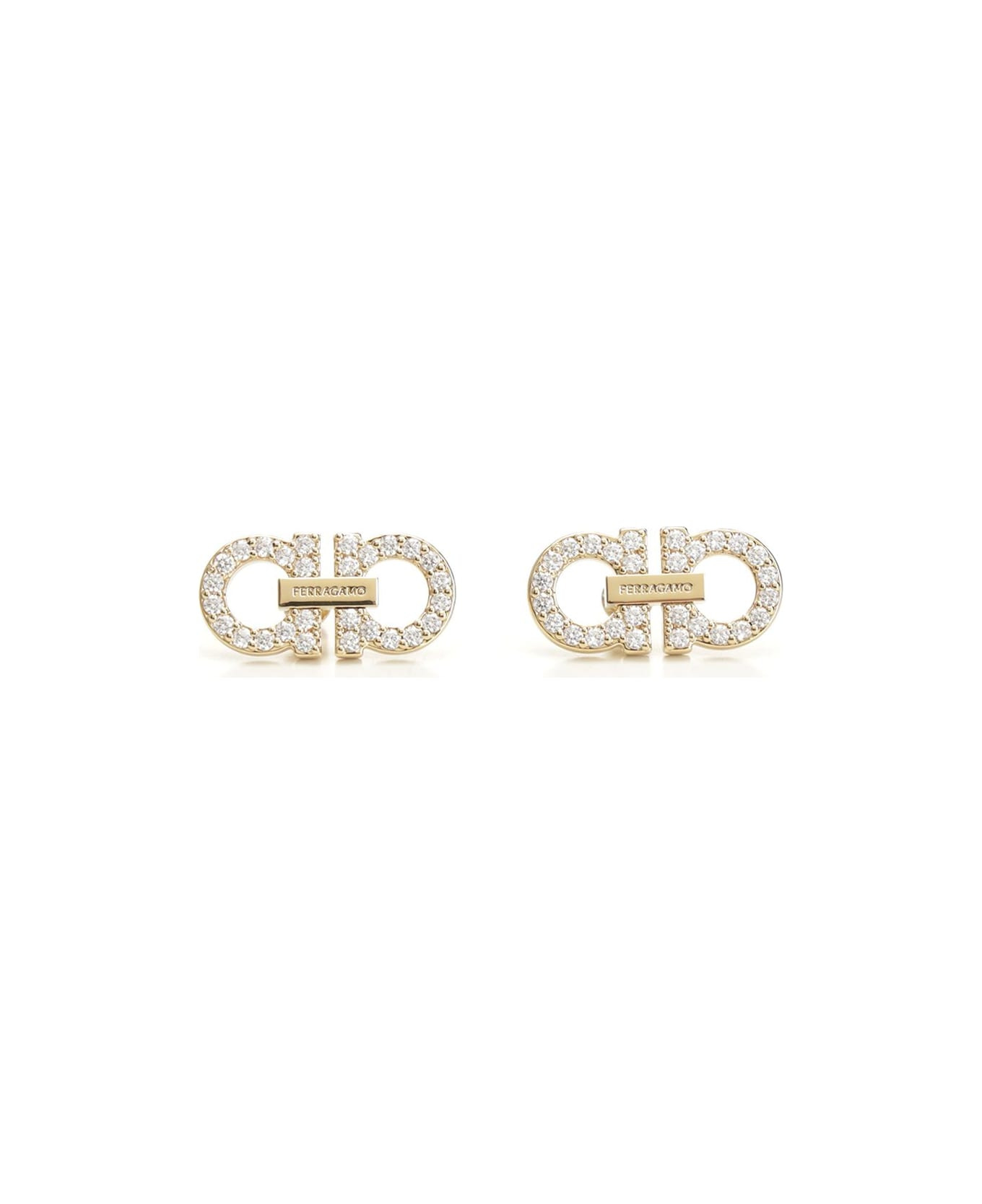 Double 'gancini' Earrings With Crystals - 1