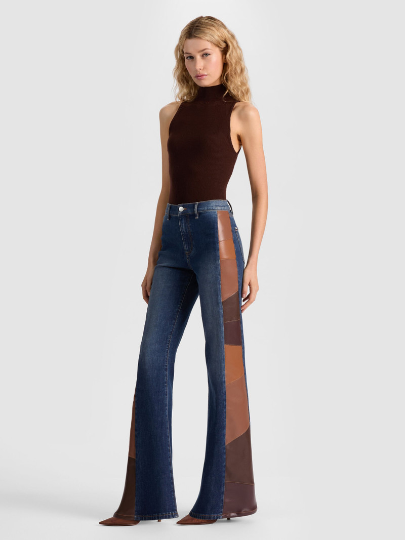 Alice + Olivia SB VEGAN PATCHWORK JEAN outlook