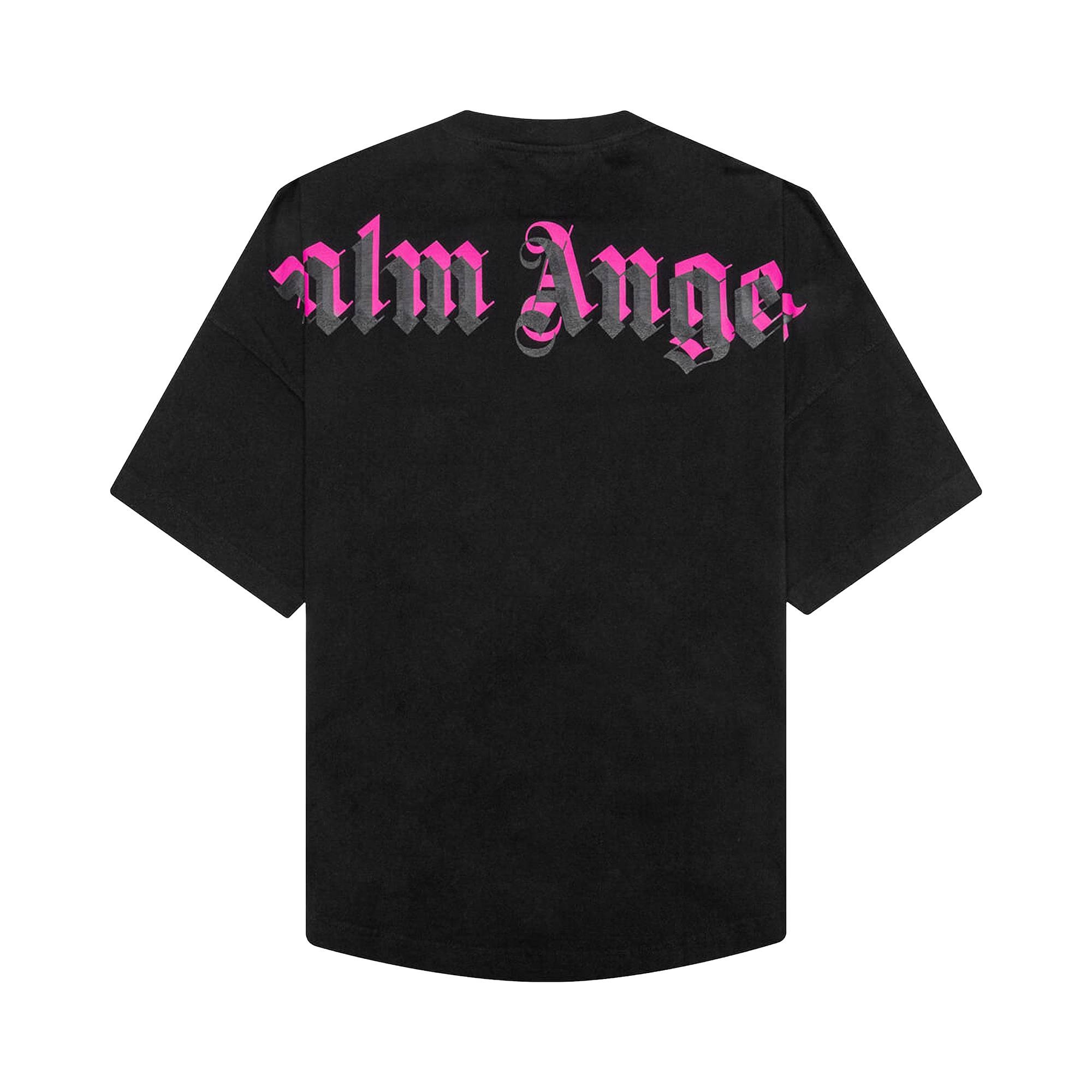 Palm Angels Doubled Logo Over Tee 'Black/Fuchsia' - 2
