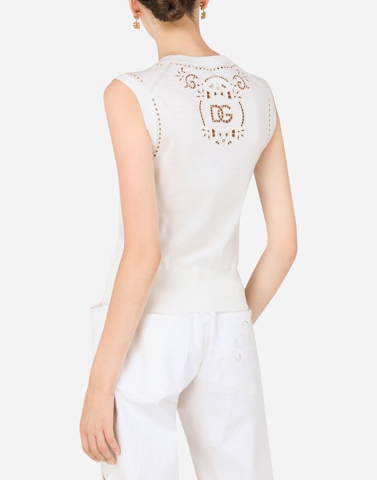 Sleeveless silk sweater with DG embroidery - 5