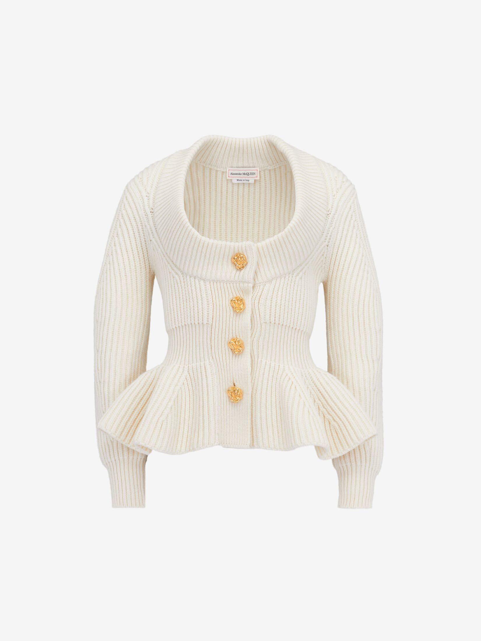 Women's Peplum Cardigan in Ivory - 1