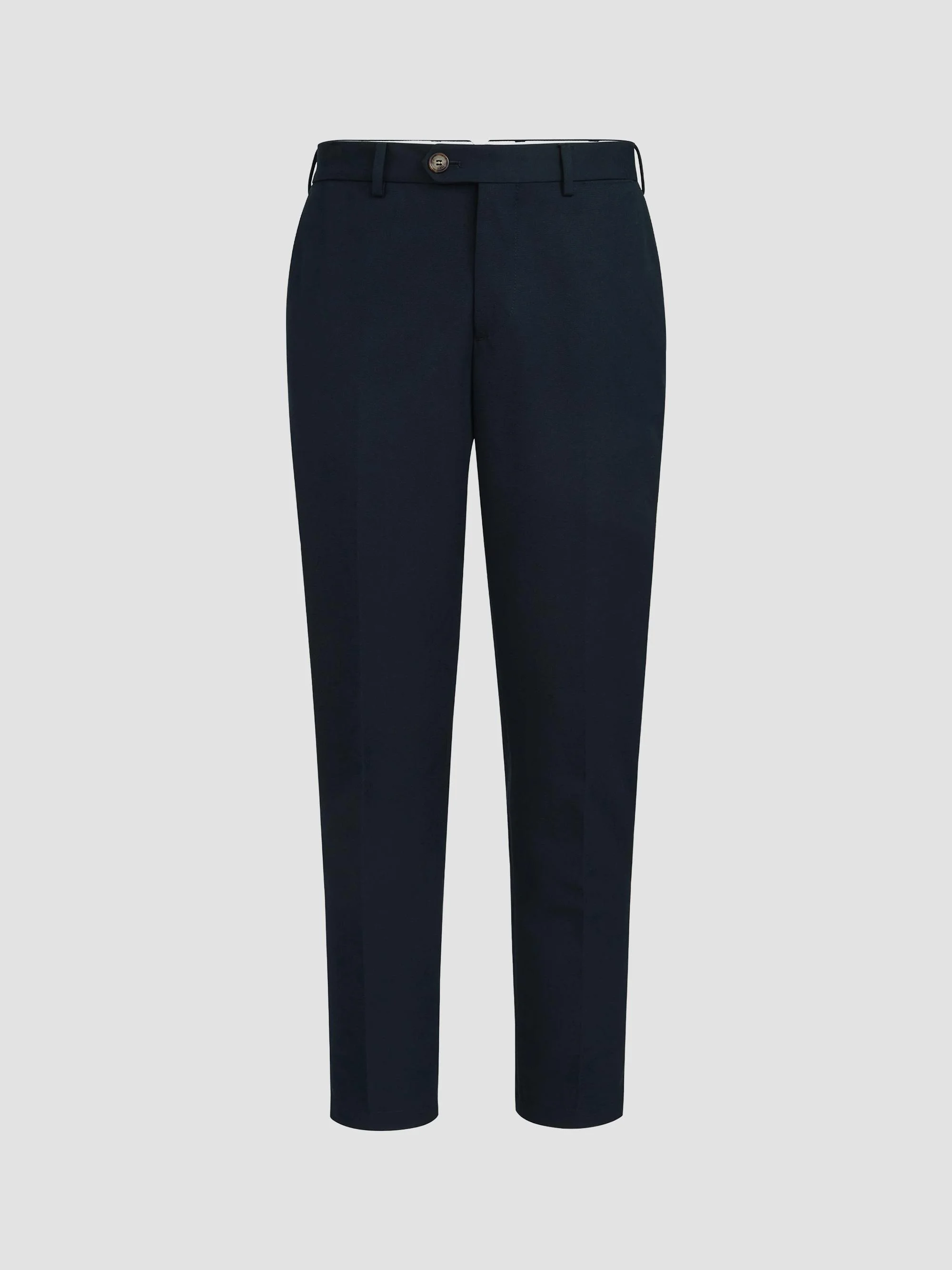 Men's Cotton and Virgin Wool Gabardine Italian Fit Trousers - Blue - 1