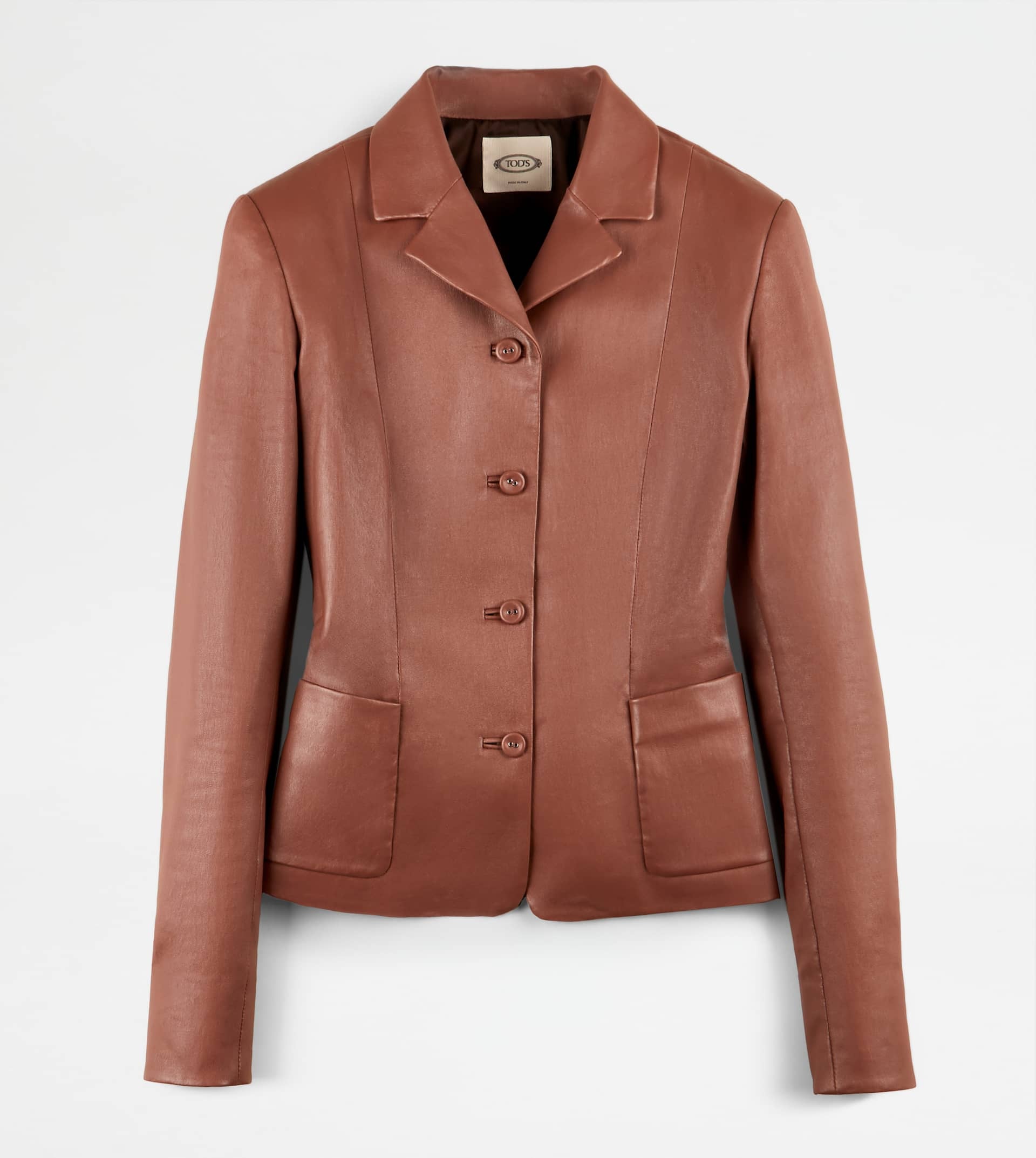 JACKET IN STRETCH NAPPA LEATHER - BROWN - 1
