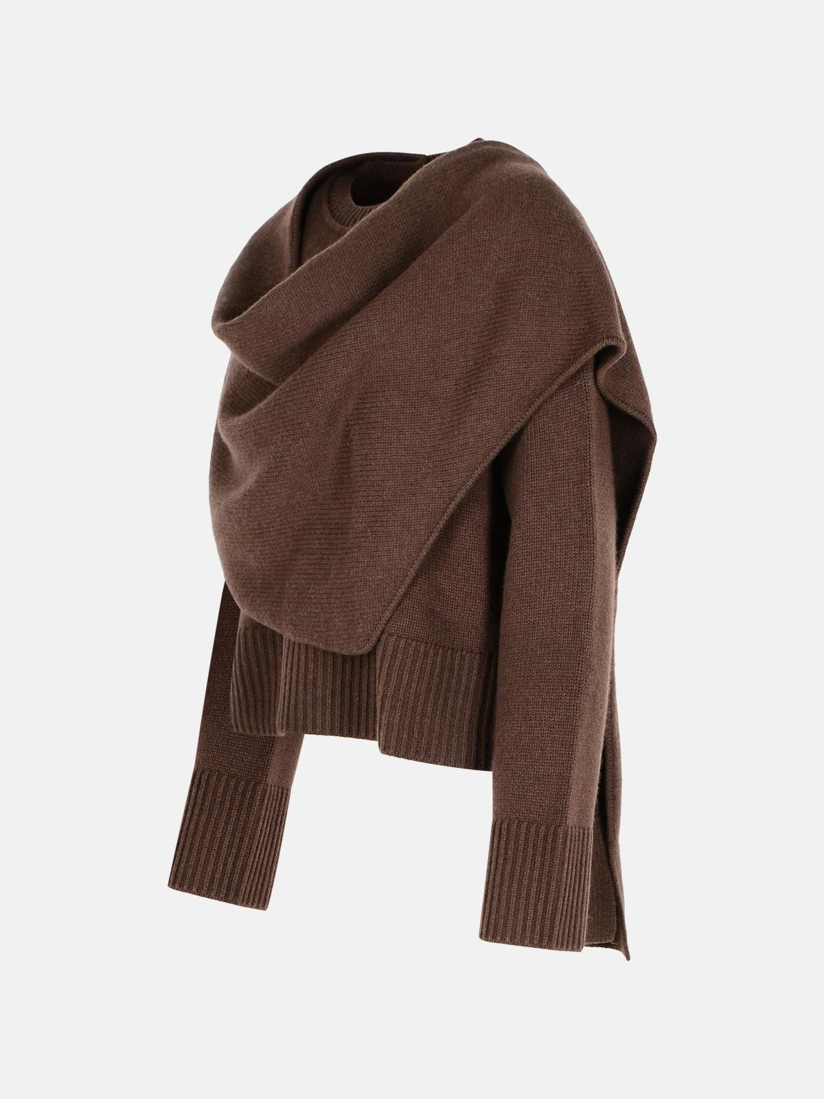 'ELSON' BROWN WOOL AND CASHMERE SWEATER - 2