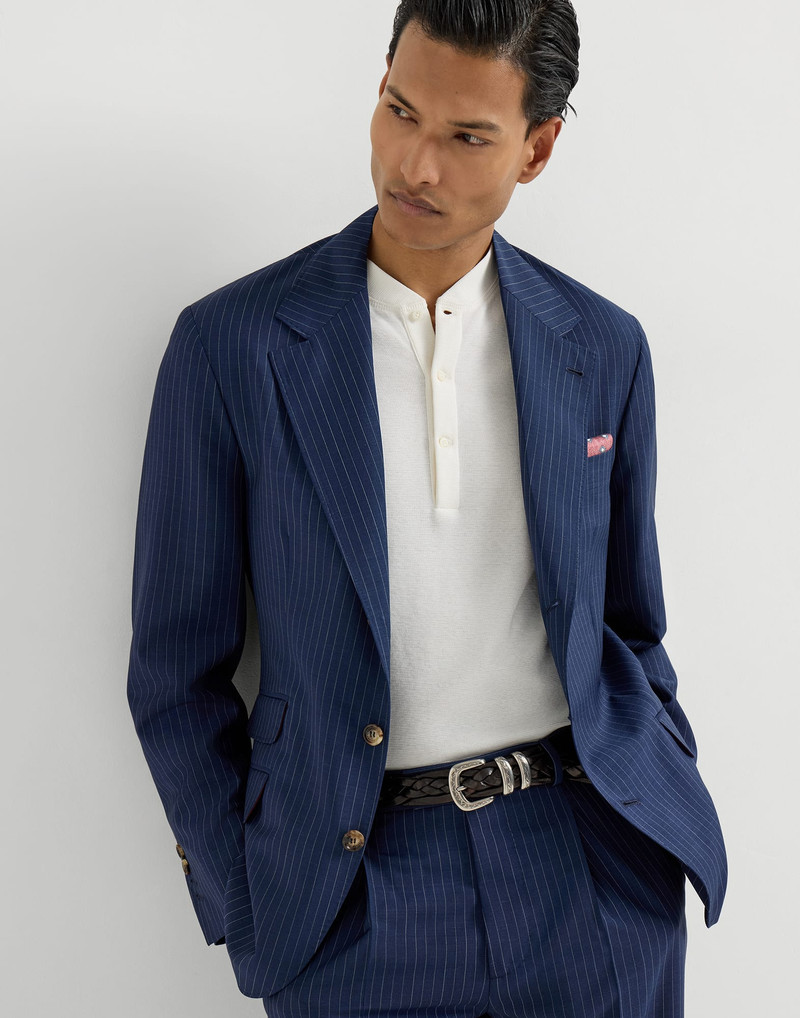 Wool and mohair pinstripe fresco deconstructed Cavallo blazer 5