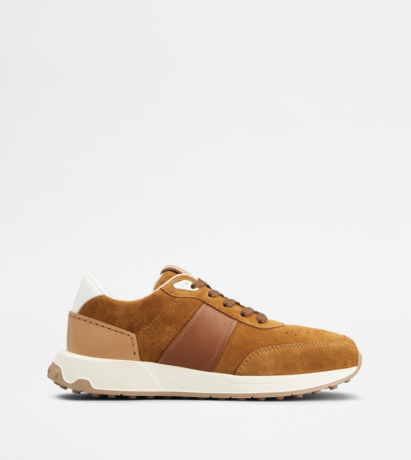 SNEAKERS IN SUEDE - BROWN, WHITE - 1