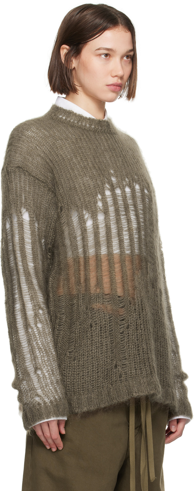 Ann Demeulemeester Khaki Rigmor Oversize Sweater outlook