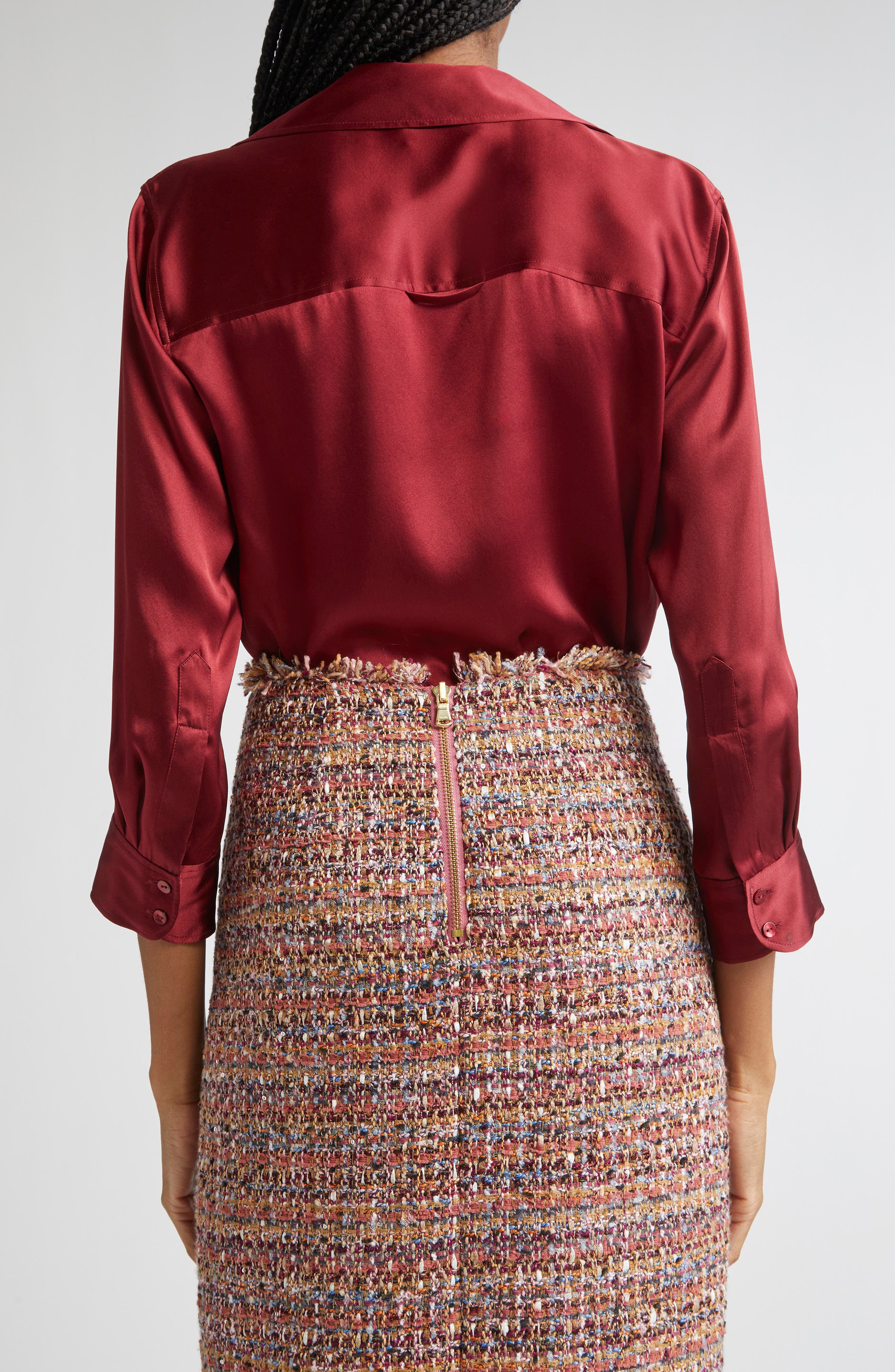 L'AGENCE Dani Silk Charmeuse Blouse in Black Cherry at Nordstrom - 3