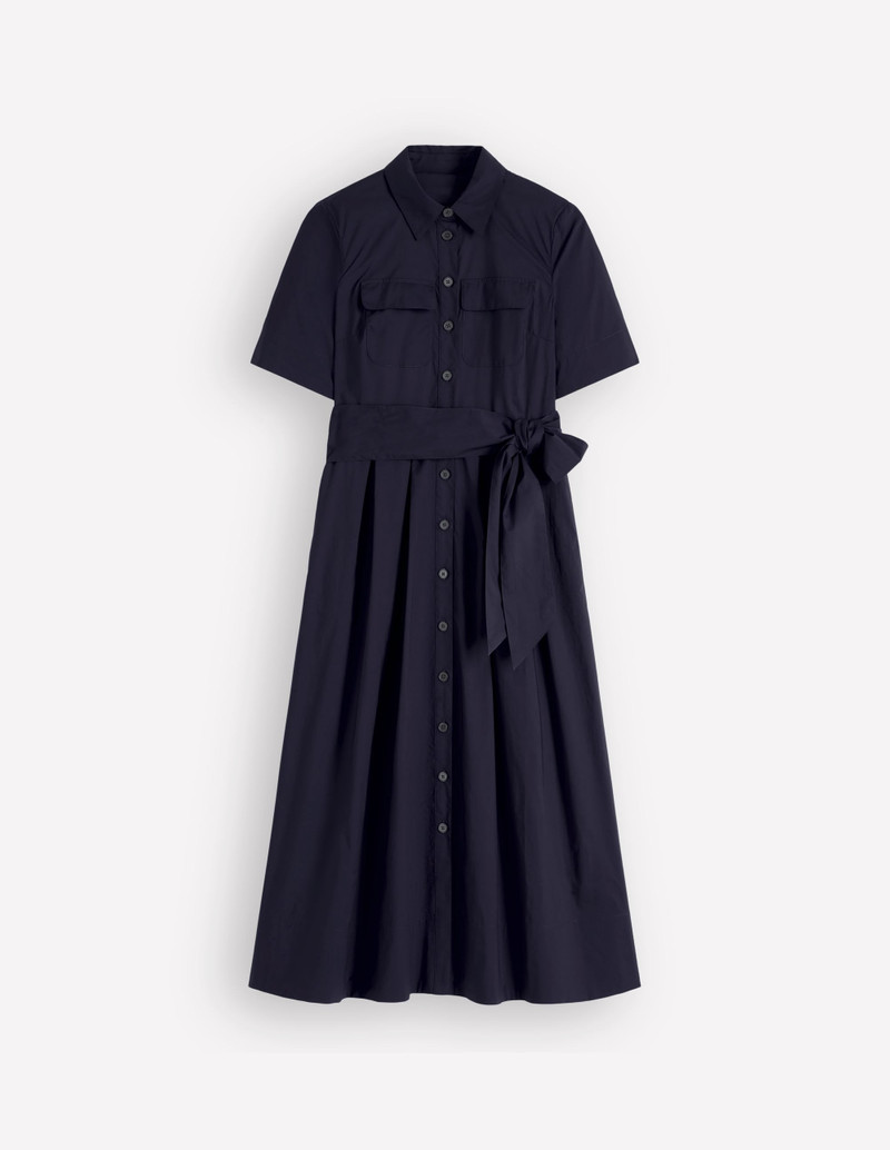 Zoe Short Sleeve Shirt Dress-Navy 1