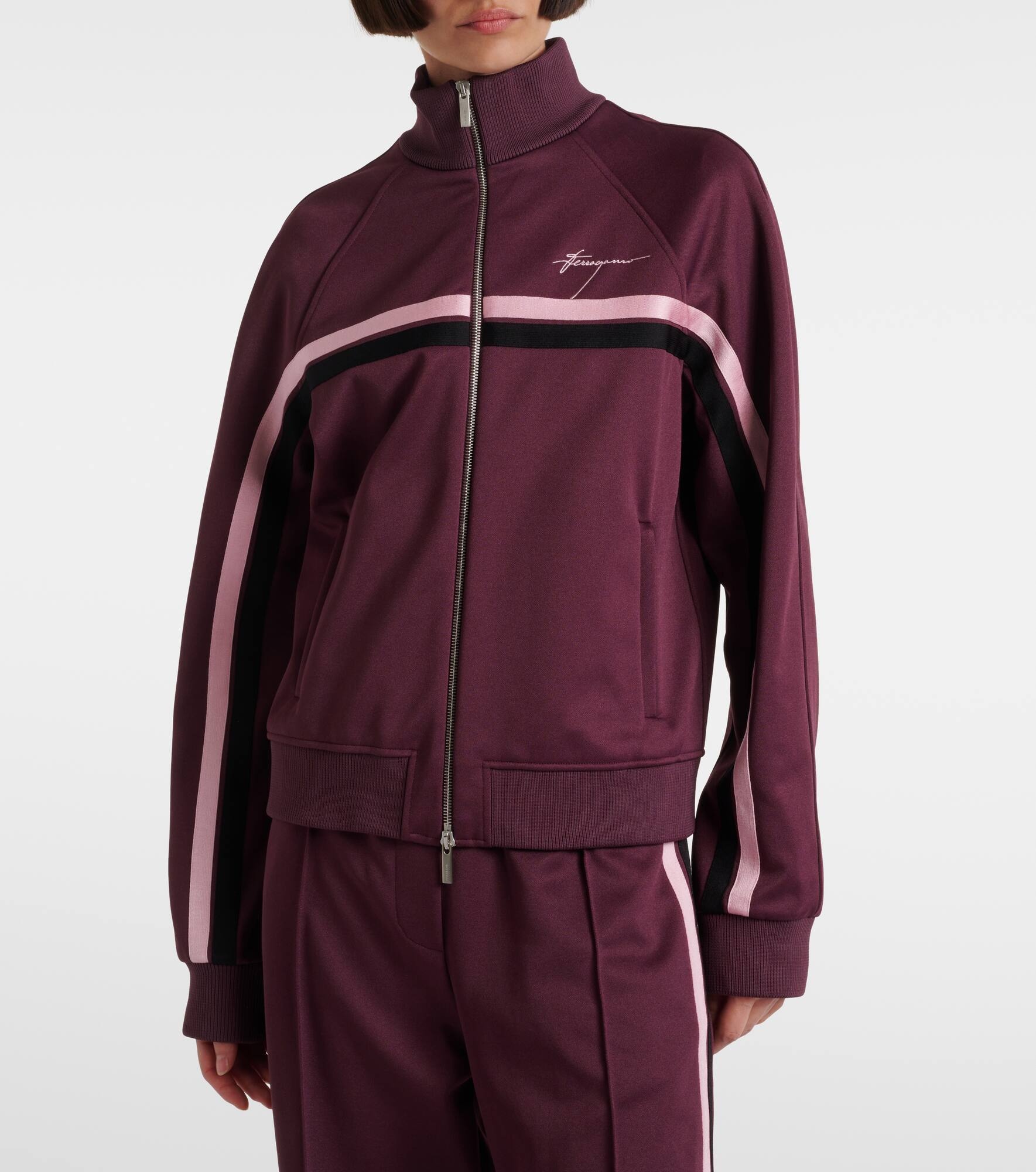 Logo striped jersey track jacket - 6