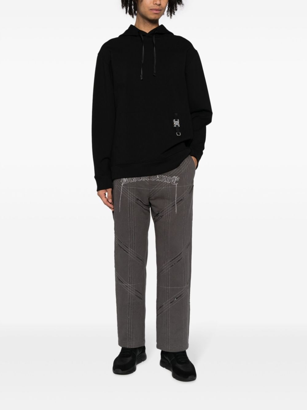 logo-embroidered distressed track pant - 2