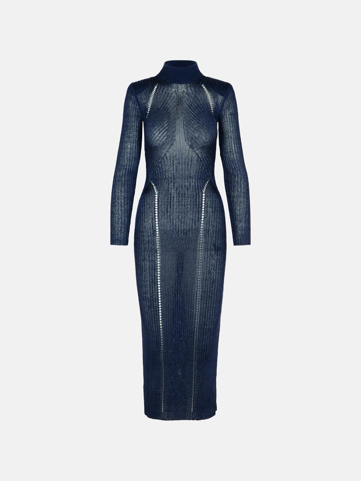 'LUREX' NAVY VISCOSE BLEND DRESS - 1