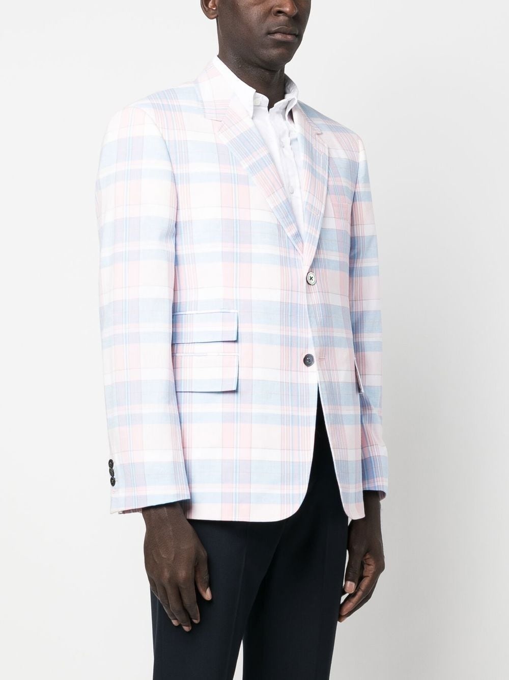 plaid-check pattern cotton blazer - 3