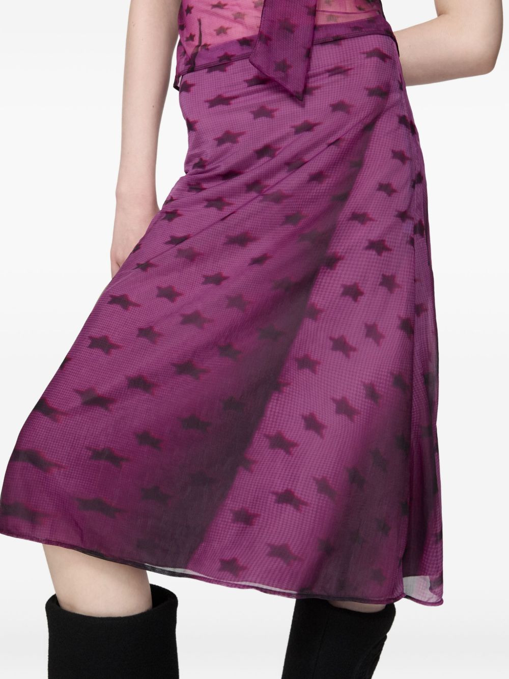 star-print jersey skirt - 3