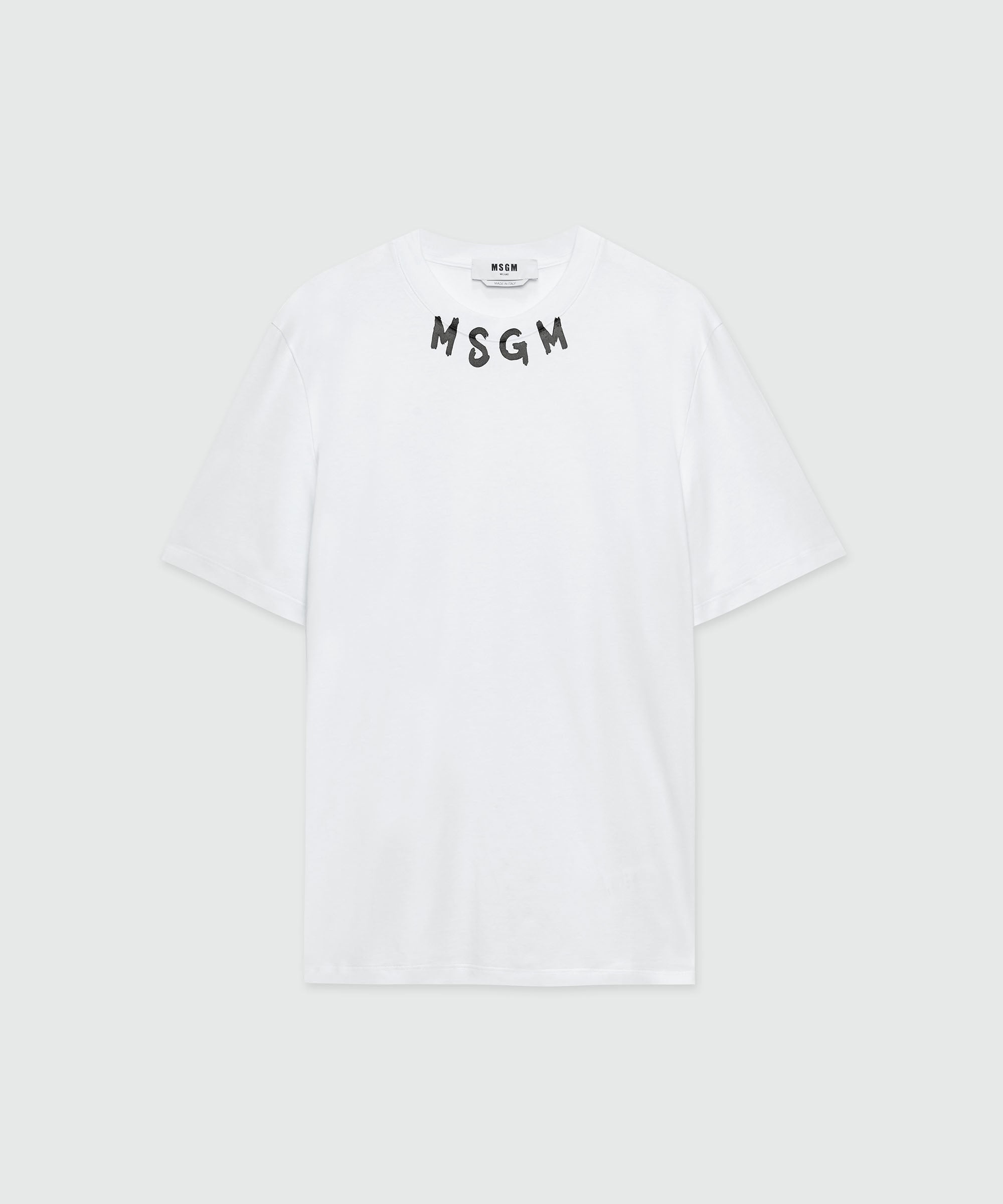 White jersey brushstroke logo T-Shirt - 1