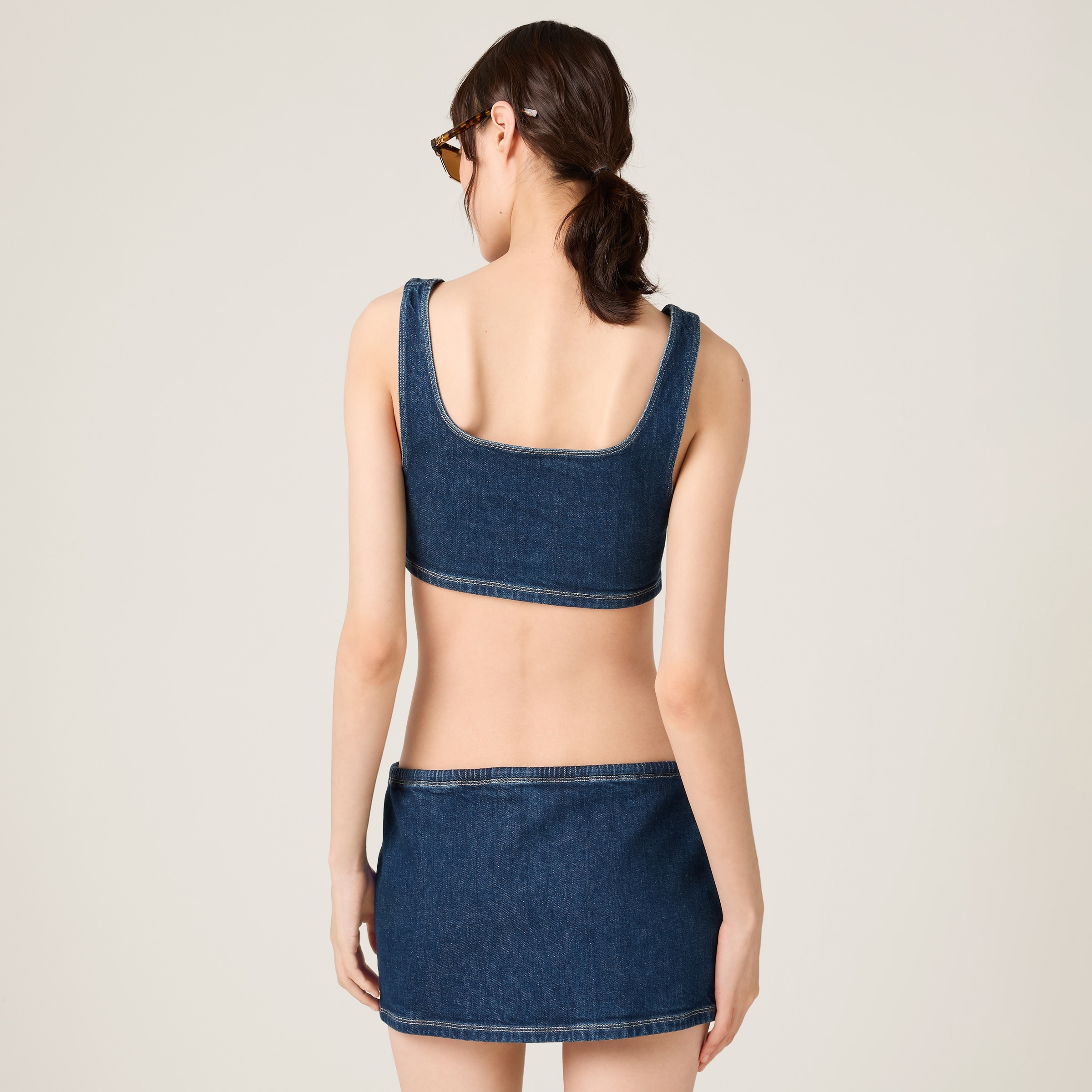 Stretch denim miniskirt - 3