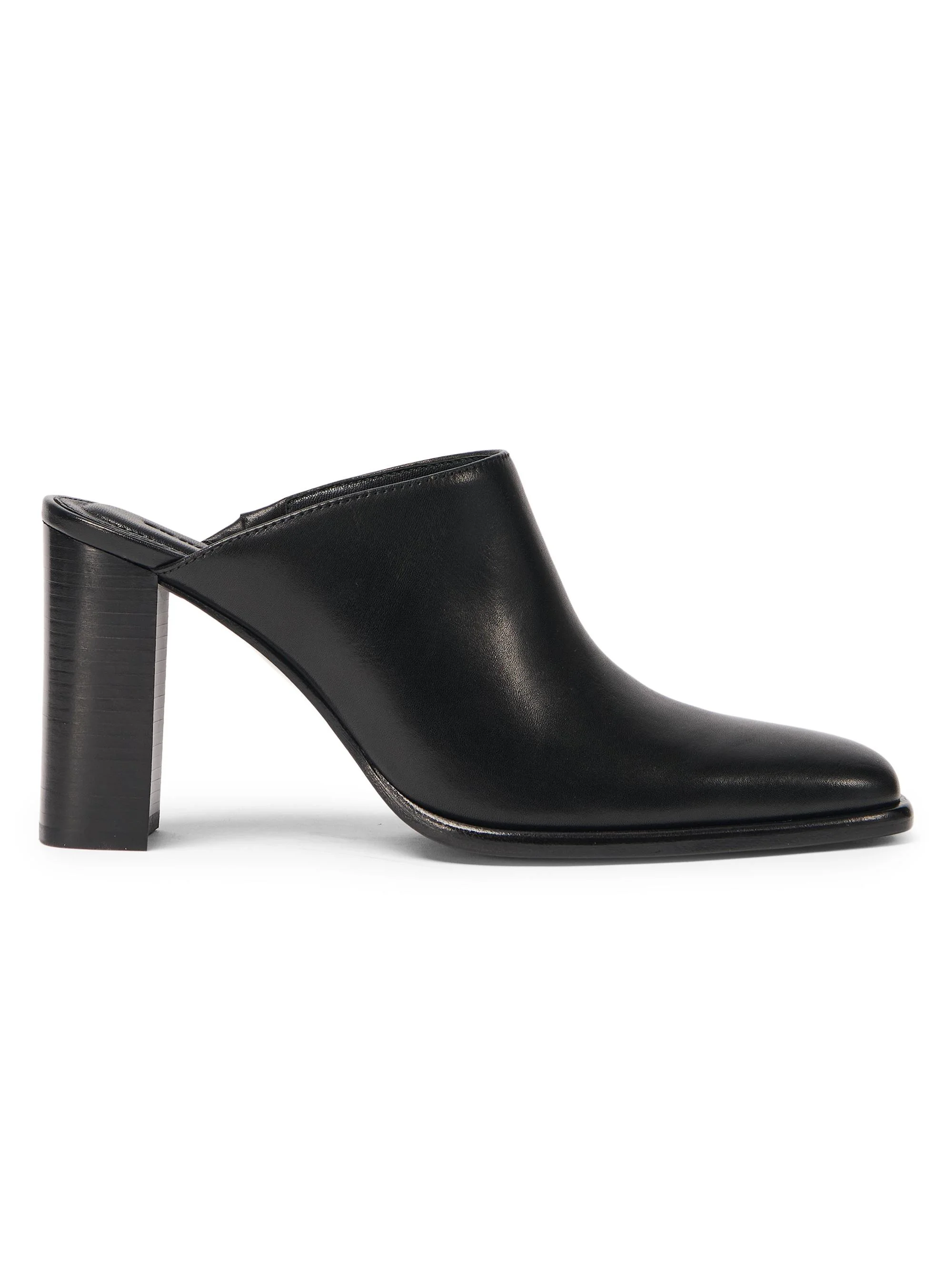 Women's Carolyn 85MM Leather Block-Heel Mules - Black - 1