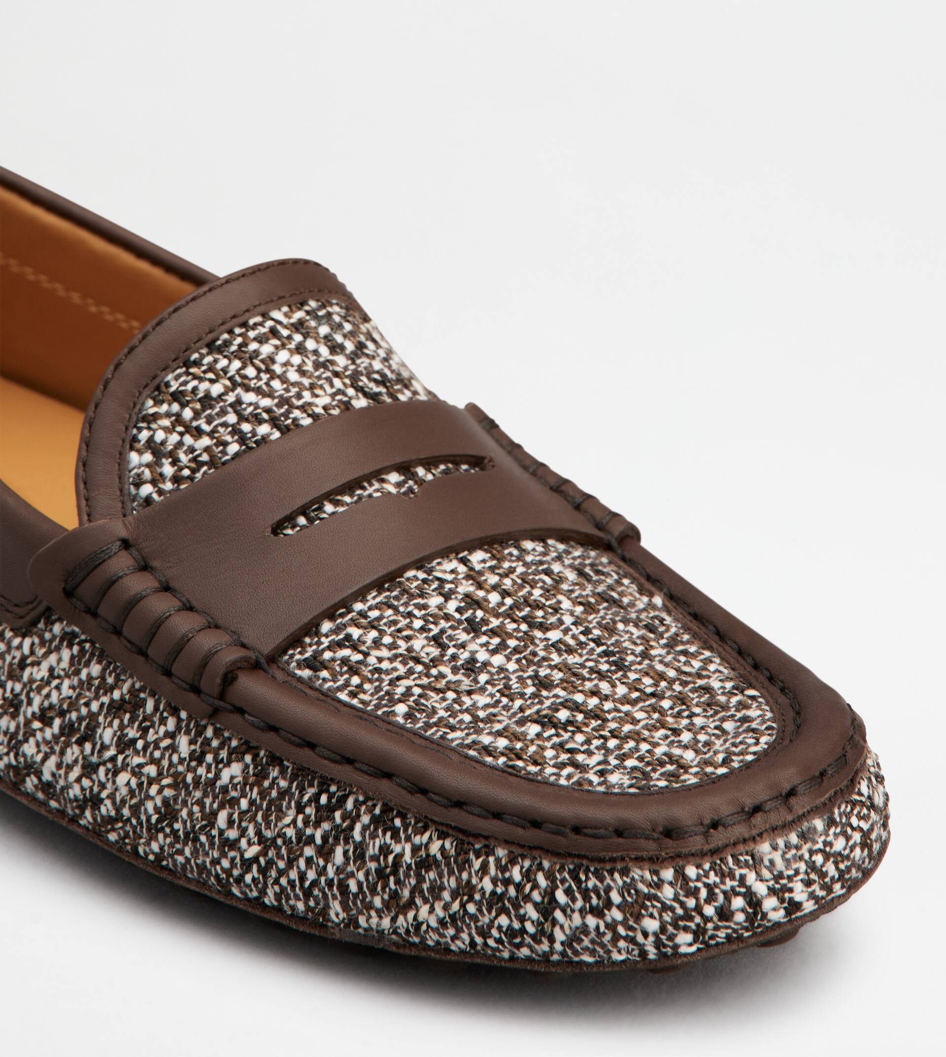 GOMMINO DRIVING SHOES IN FABRIC AND LEATHER - BROWN - 6