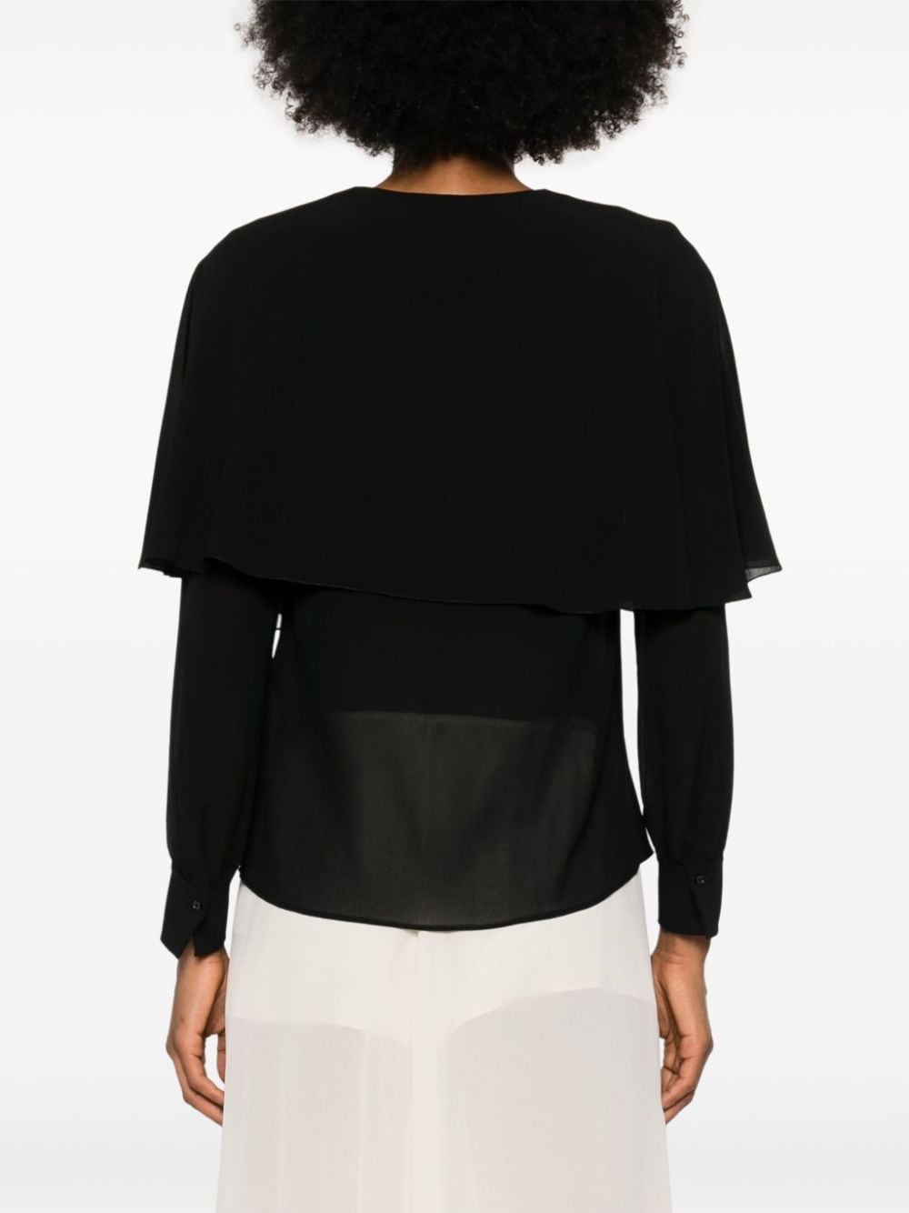 cape-attachment silk shirt - 4