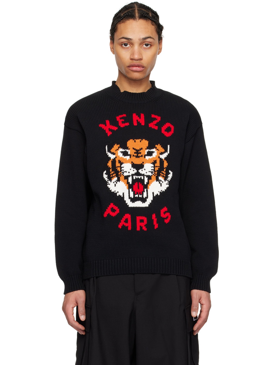 Black Kenzo Paris Lucky Tiger Sweater - 1