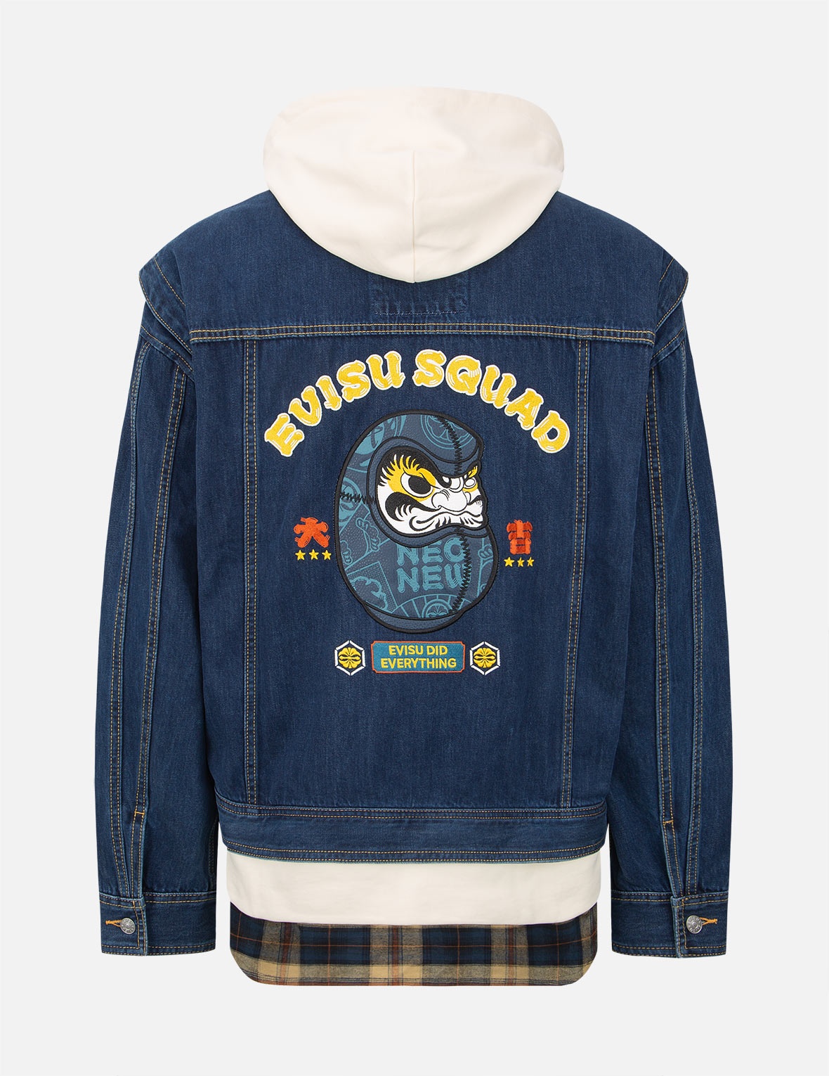 DARUMA LEATHER PATCH DENIM JACKET - 2
