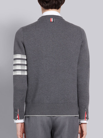 Thom Browne Medium Grey Cotton Crepe Buffalo Check Jacquard Hector Icon Crewneck 4-Bar Pullover outlook