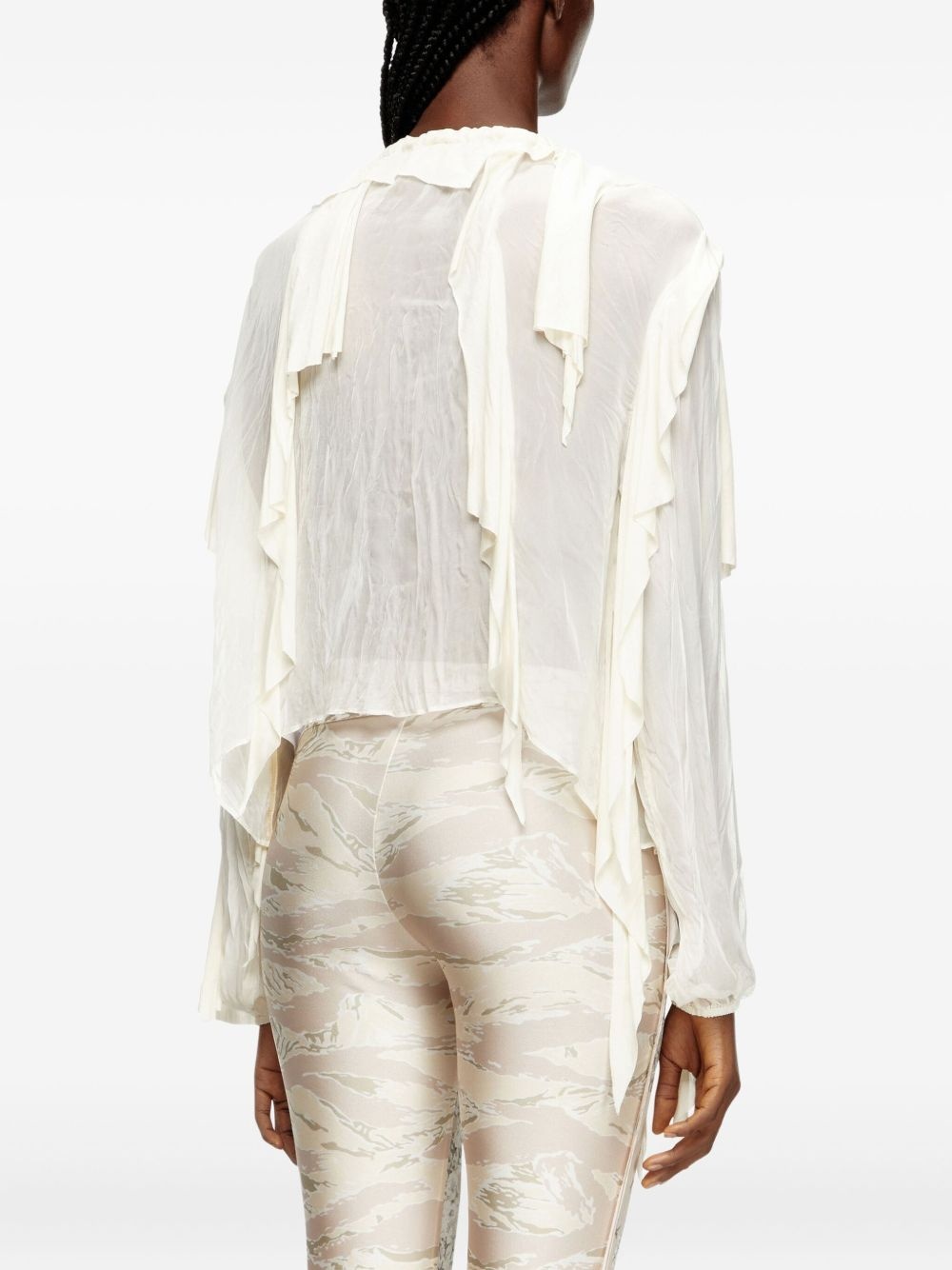 C-Lassy ruffled lace-up blouse - 4