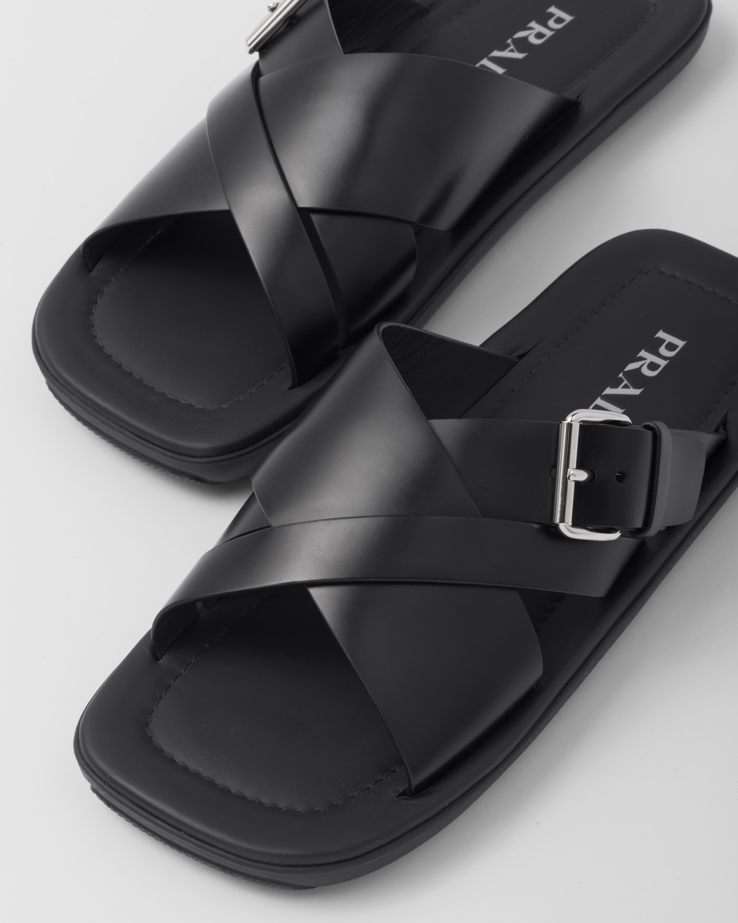 Brushed leather slides - 6