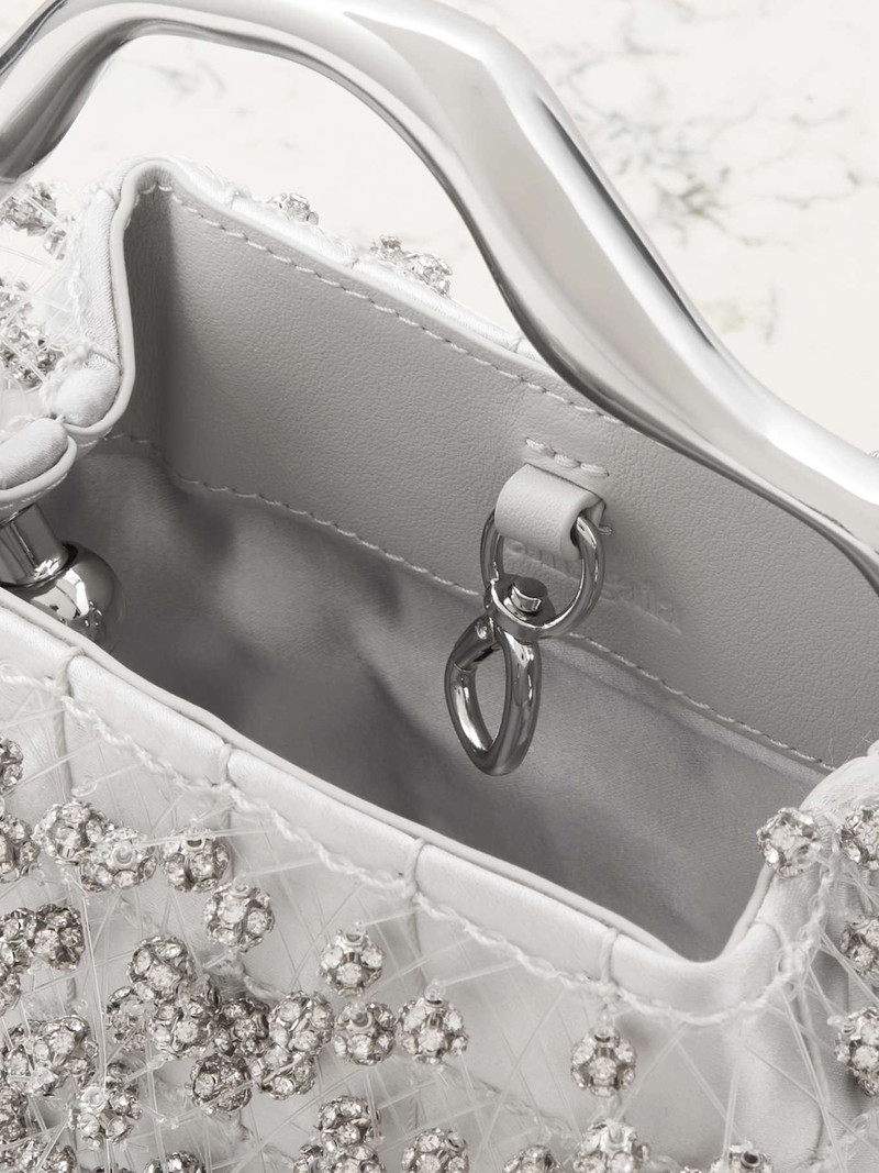 Solene mini crystal-embellished satin tote Clear 5